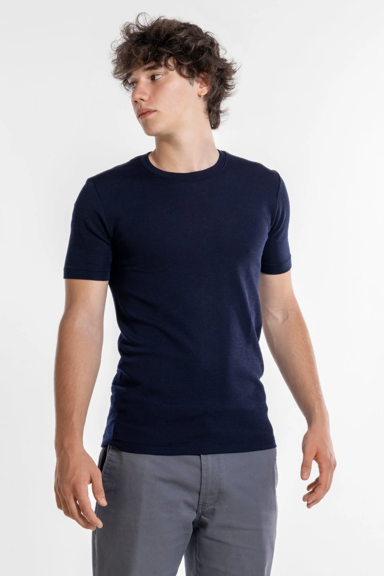 Men's roundneck t-shirt in wool and silk 624 - Image 2