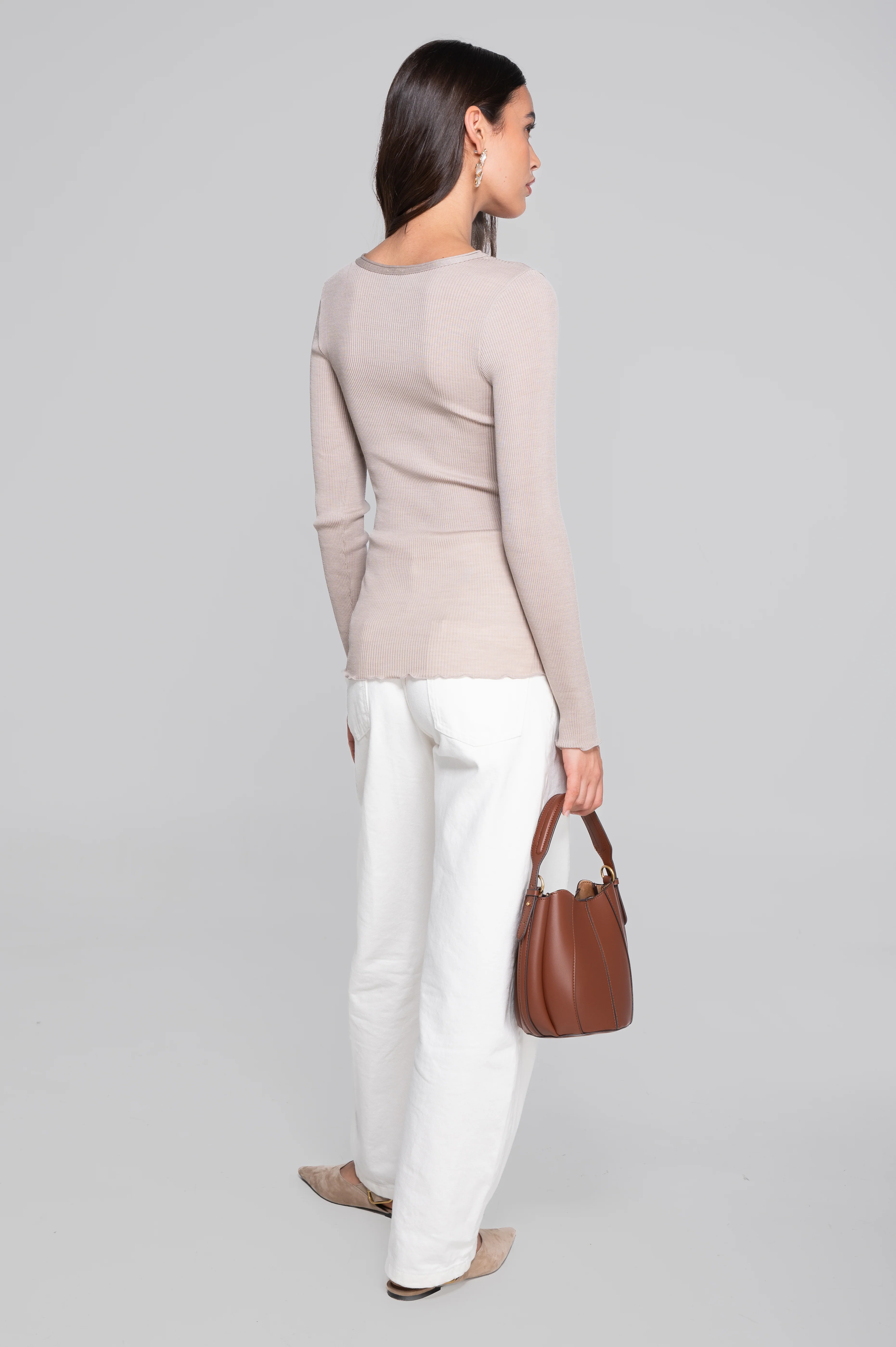 Wool and silk long sleeves roundneck shirt 3446R - Image 10