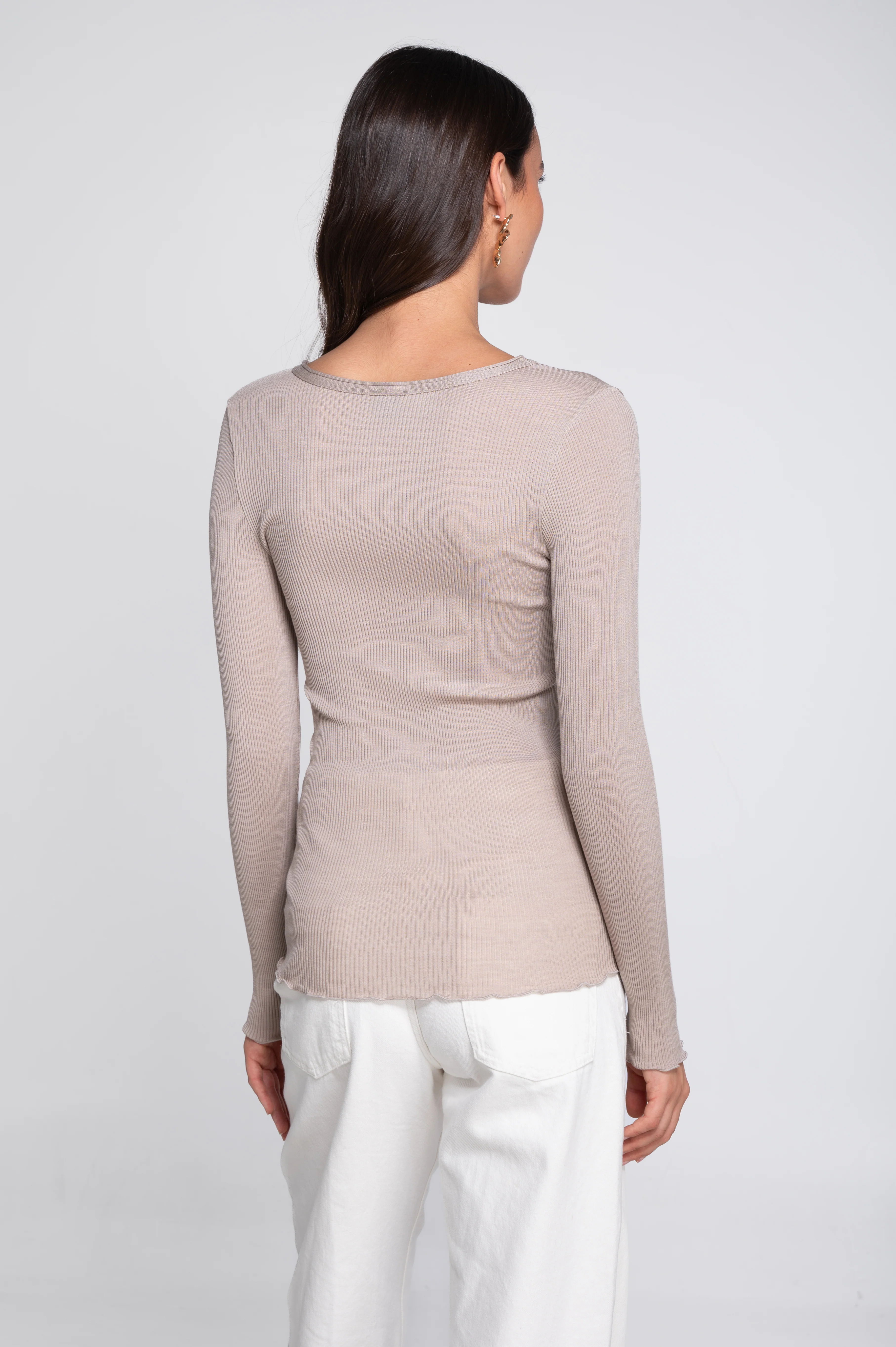 Wool and silk long sleeves roundneck shirt 3446R - Image 11