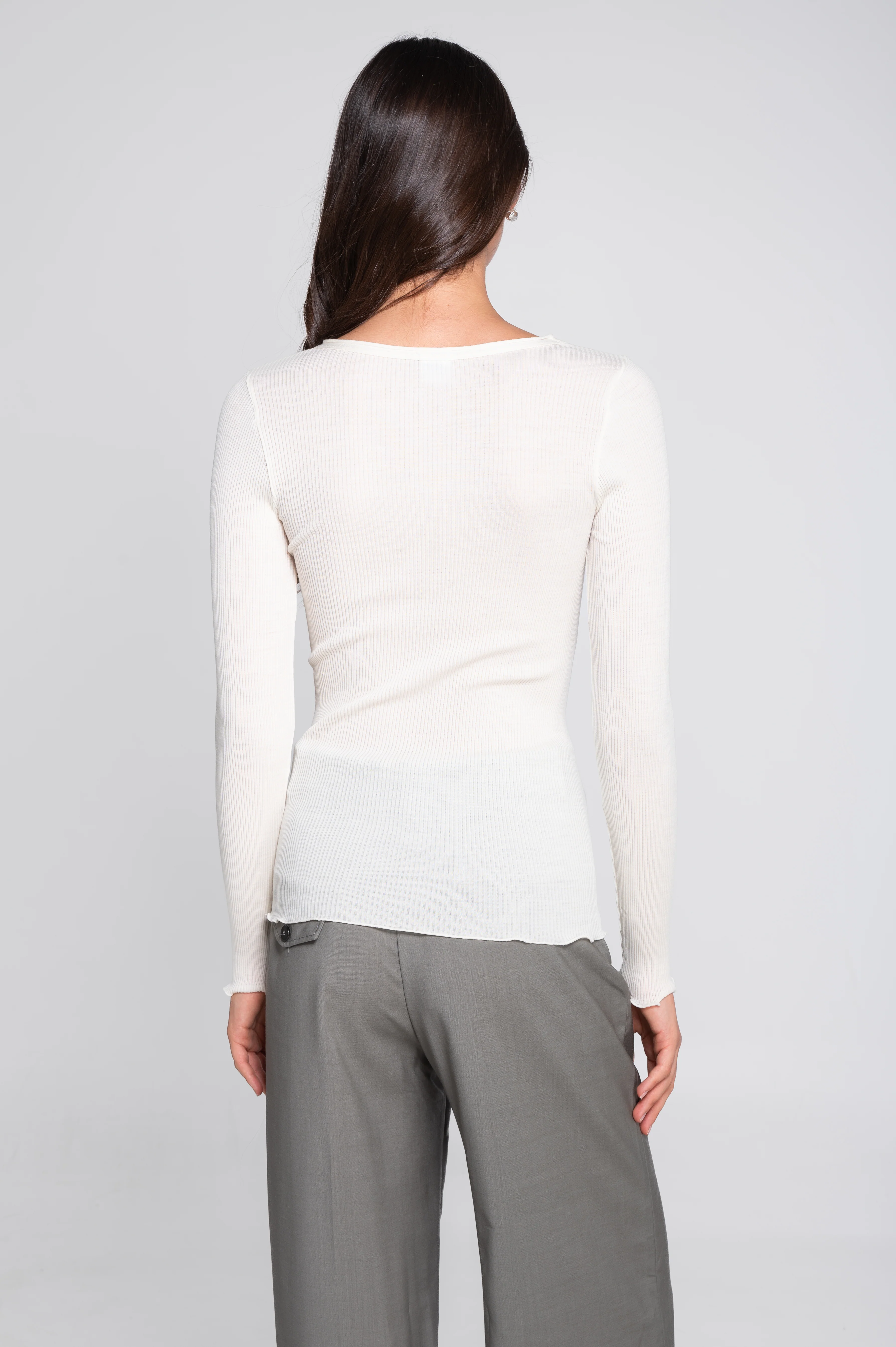 Wool and silk long sleeves roundneck shirt 3446R - Image 14