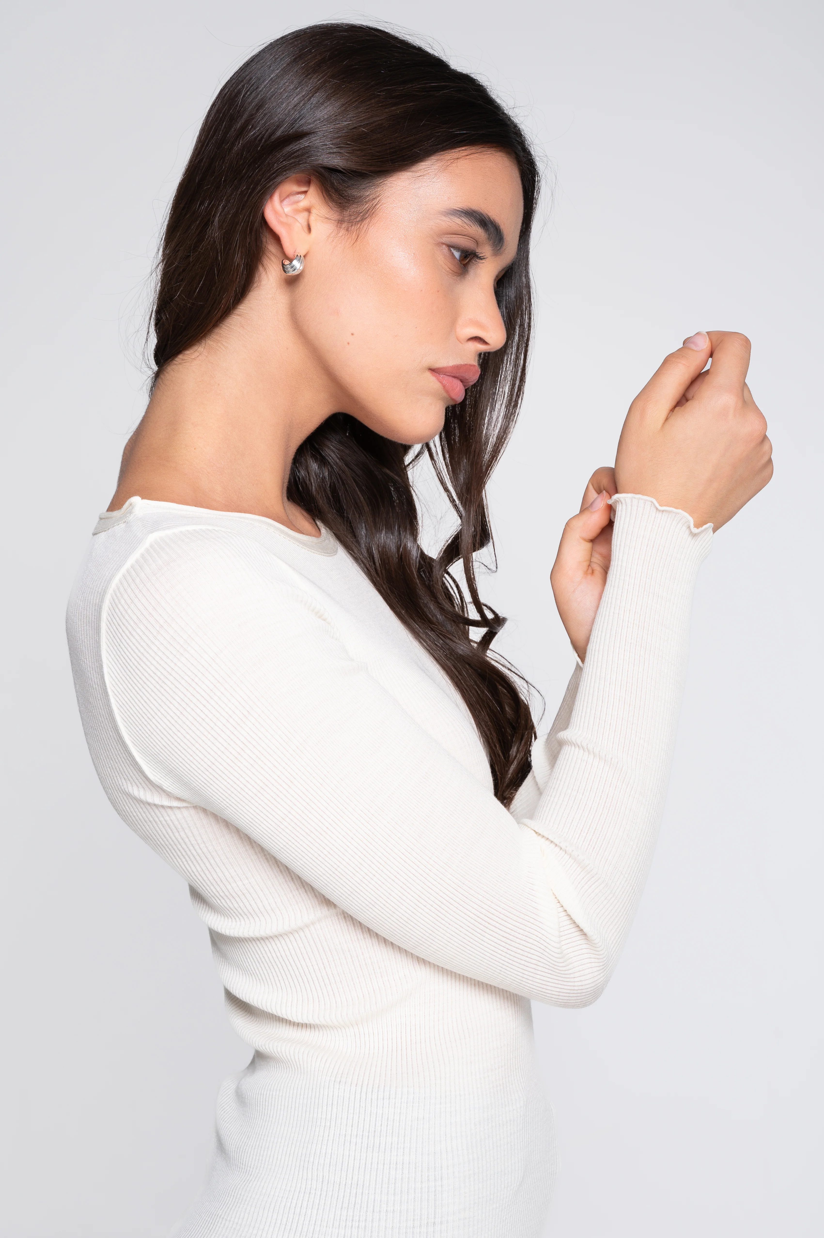 Wool and silk long sleeves roundneck shirt 3446R - Image 15