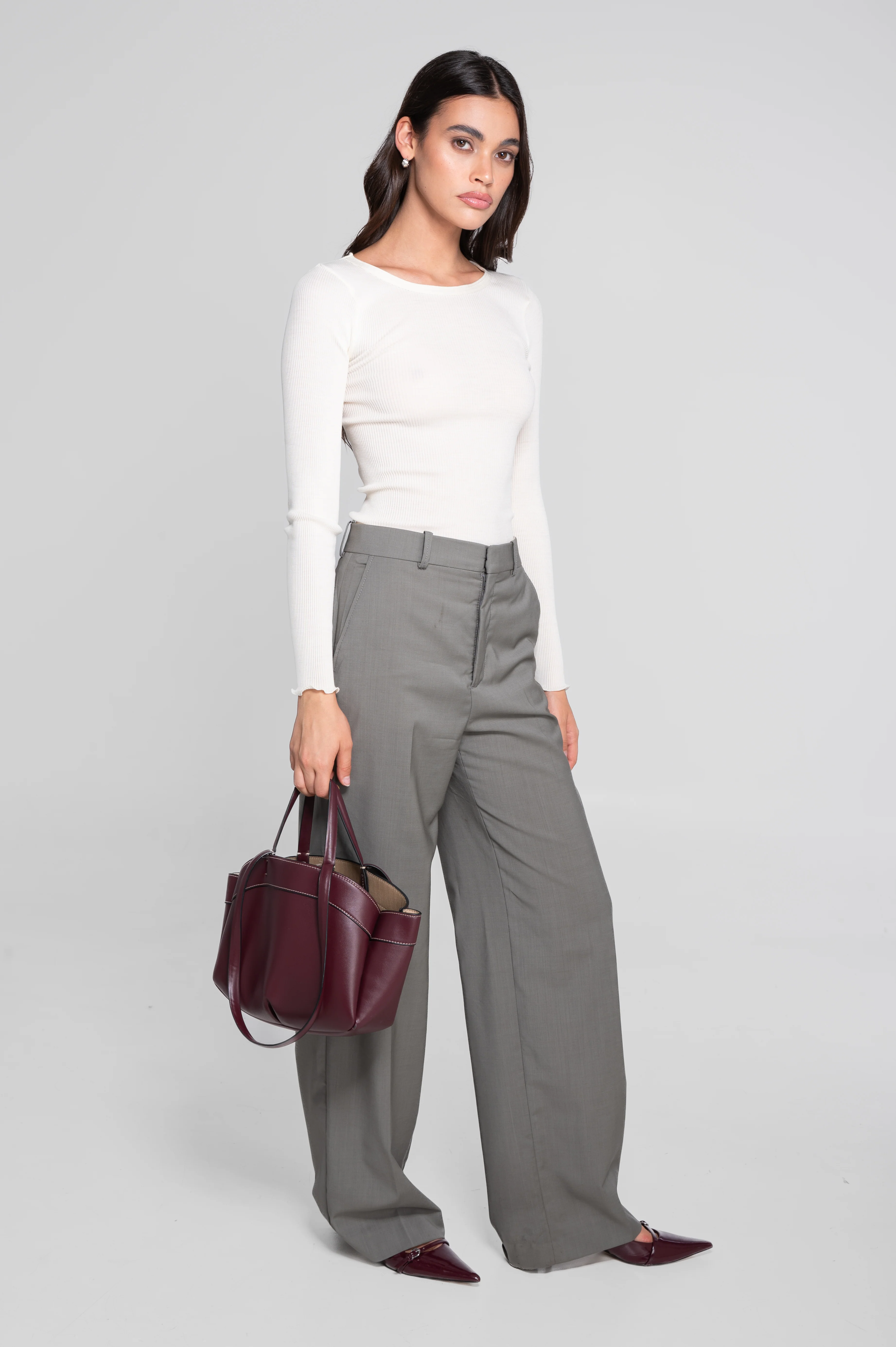 Wool and silk long sleeves roundneck shirt 3446R - Image 17