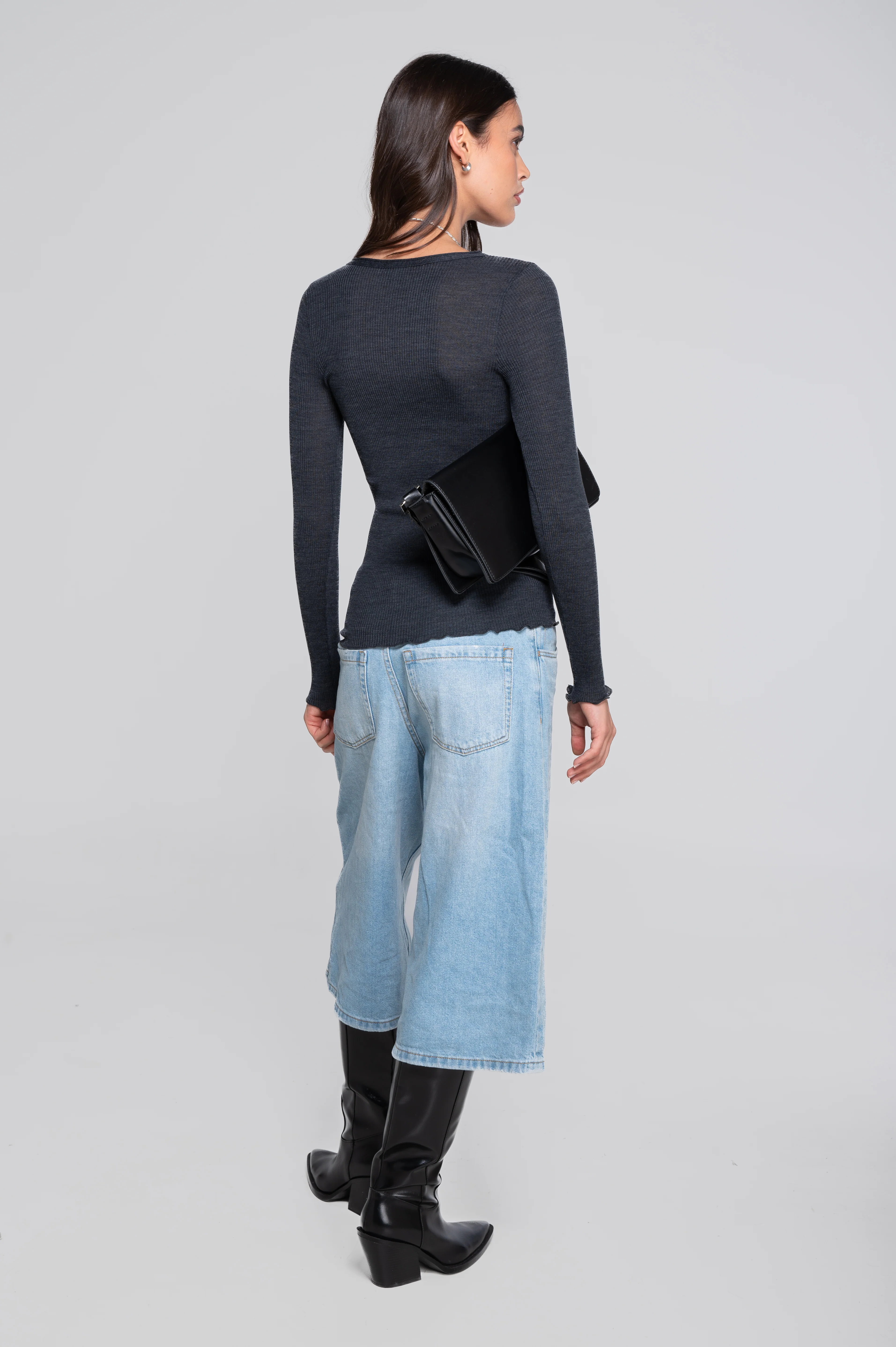 Wool and silk long sleeves roundneck shirt 3446R - Image 30