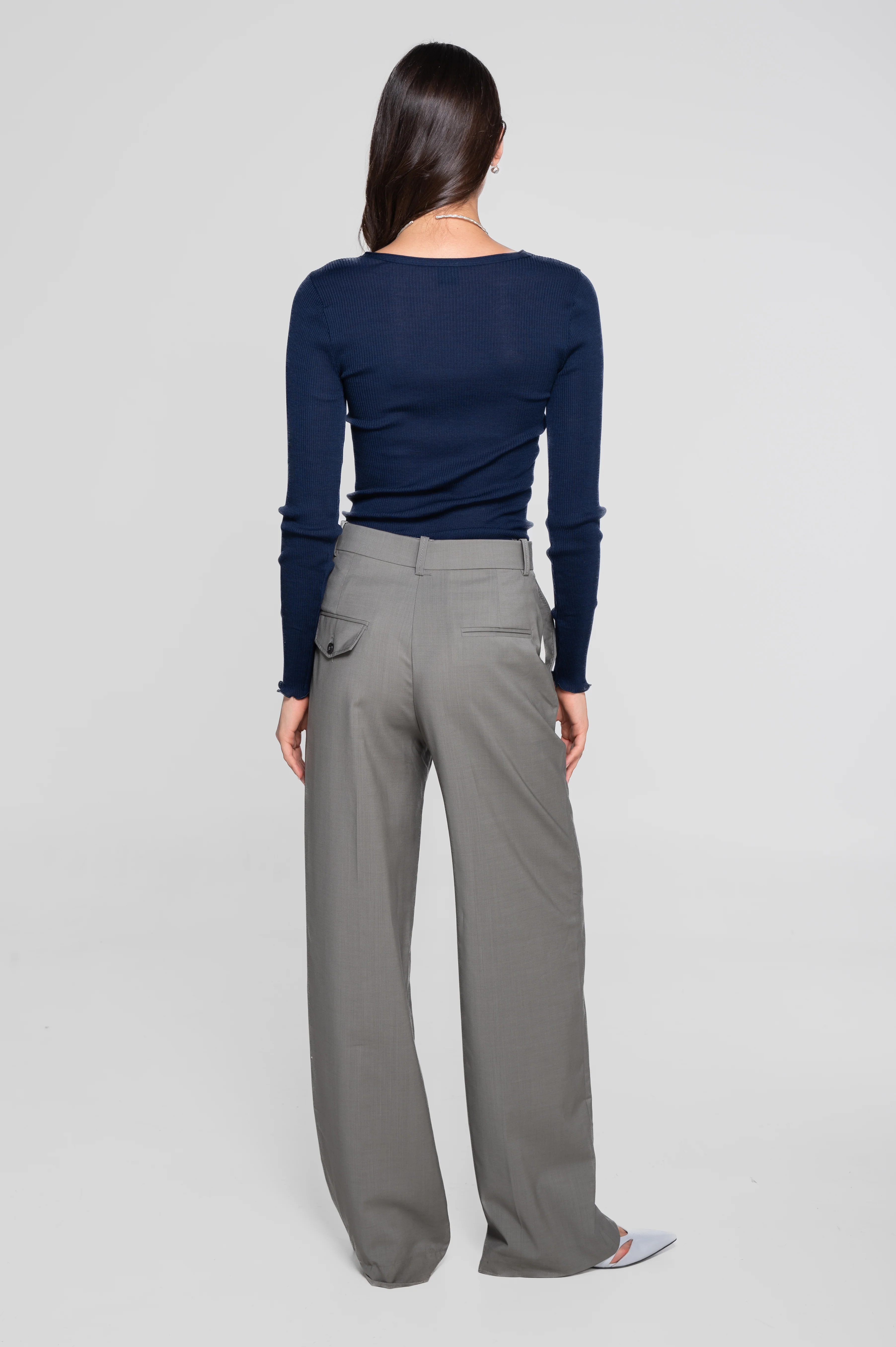 Wool and silk long sleeves roundneck shirt 3446R - Image 36
