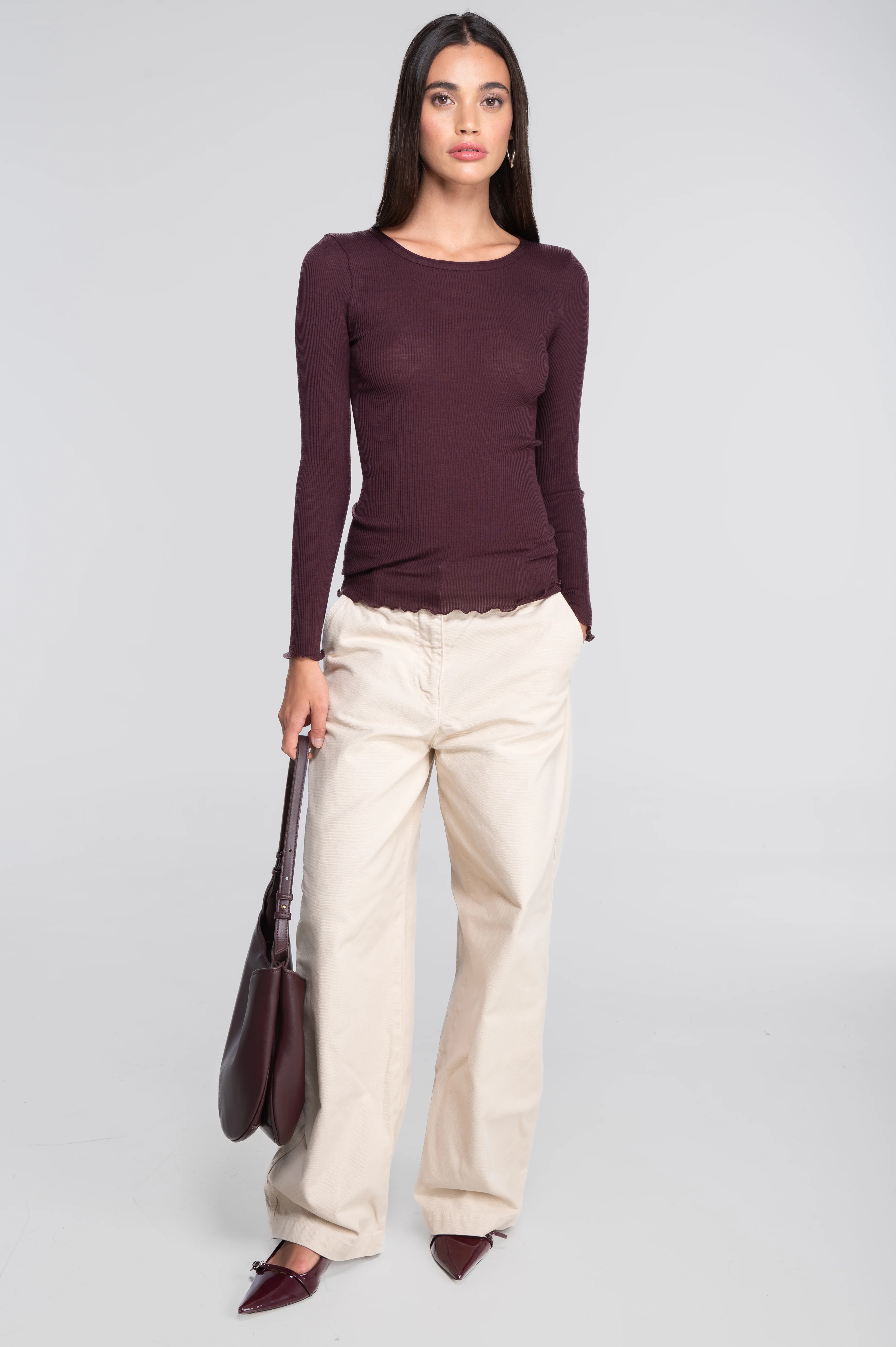 Wool and silk long sleeves roundneck shirt 3446R - Image 4