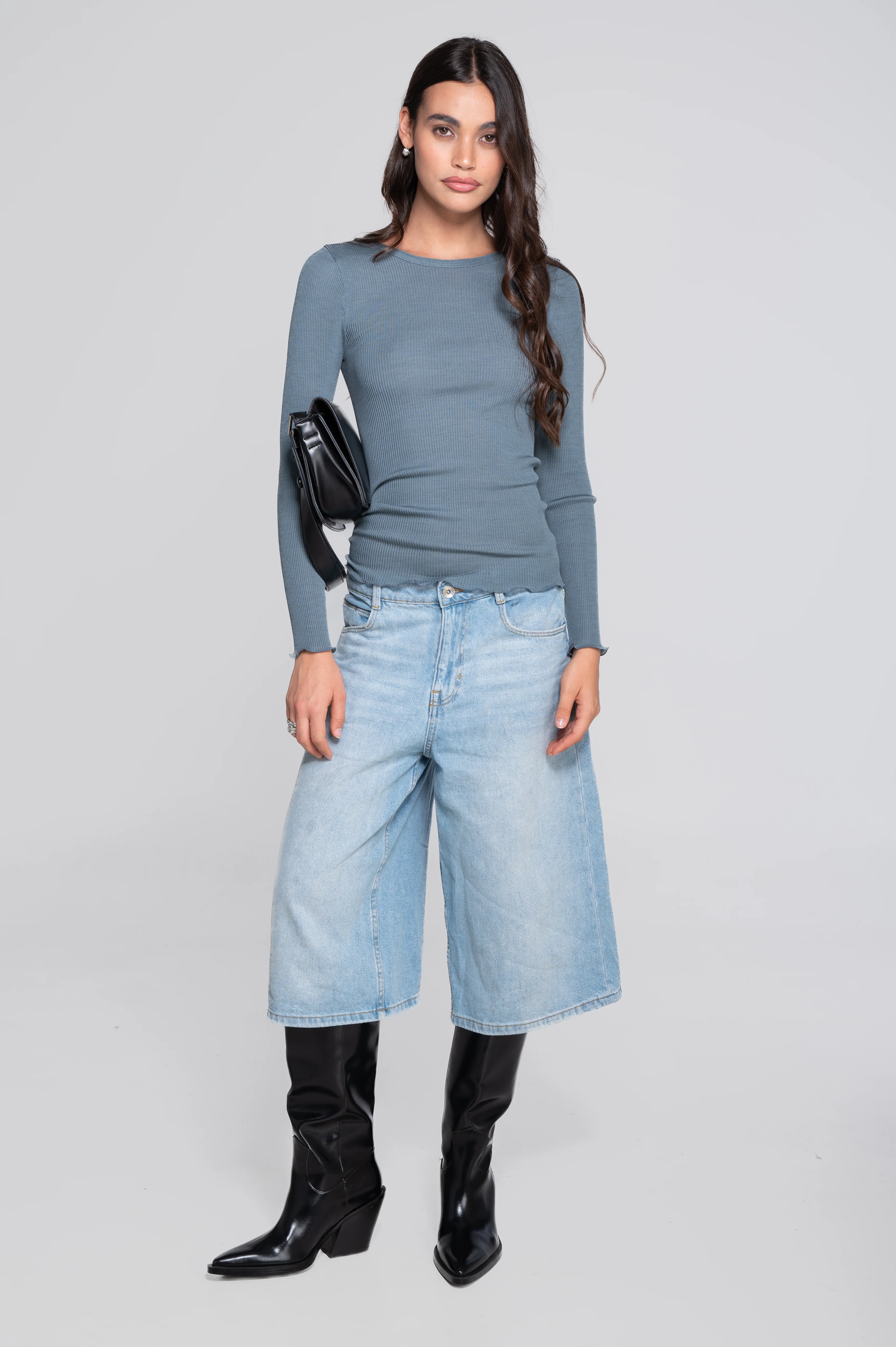 Wool and silk long sleeves roundneck shirt 3446R - Image 40