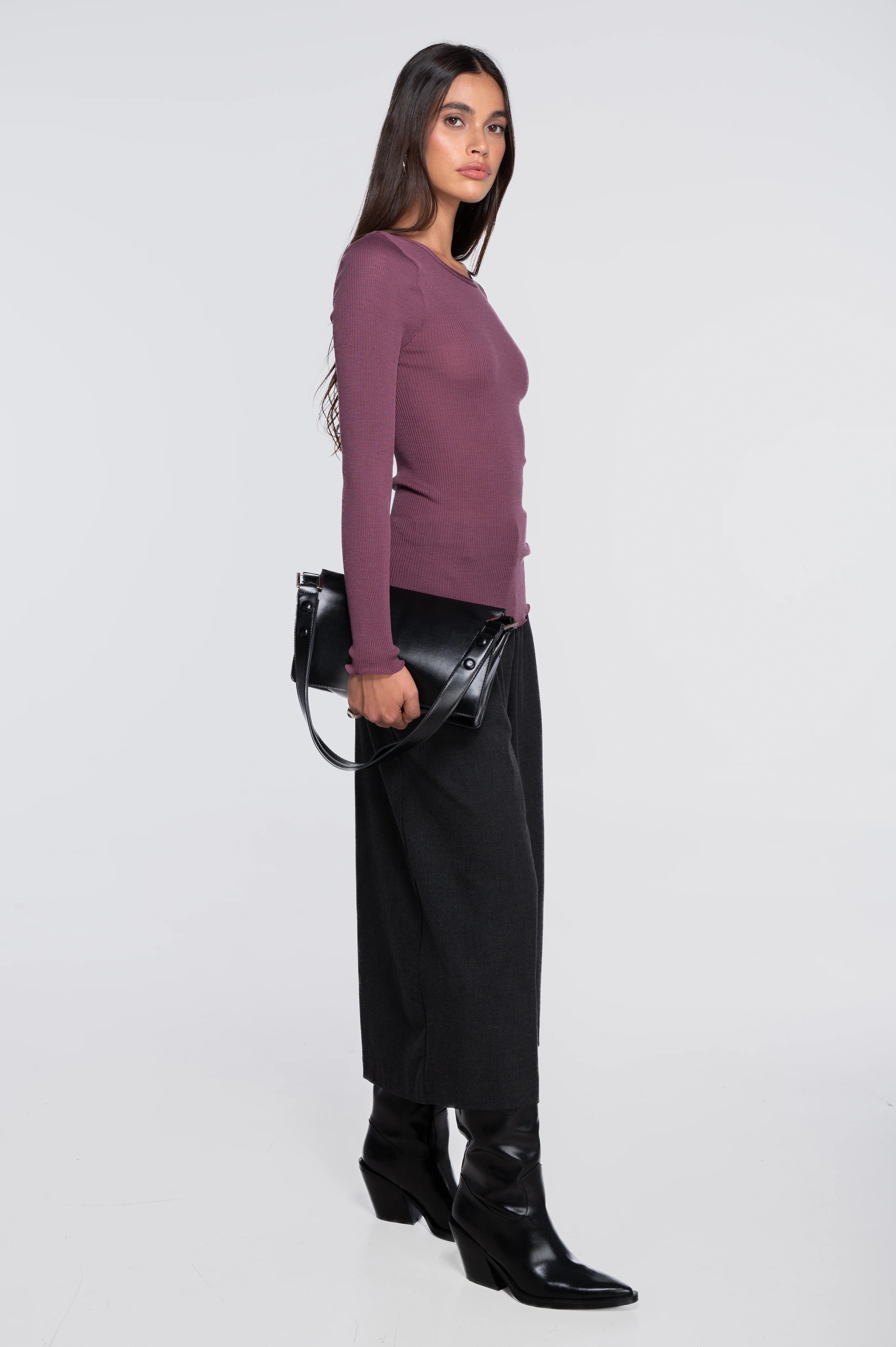 Wool and silk long sleeves roundneck shirt 3446R - Image 53