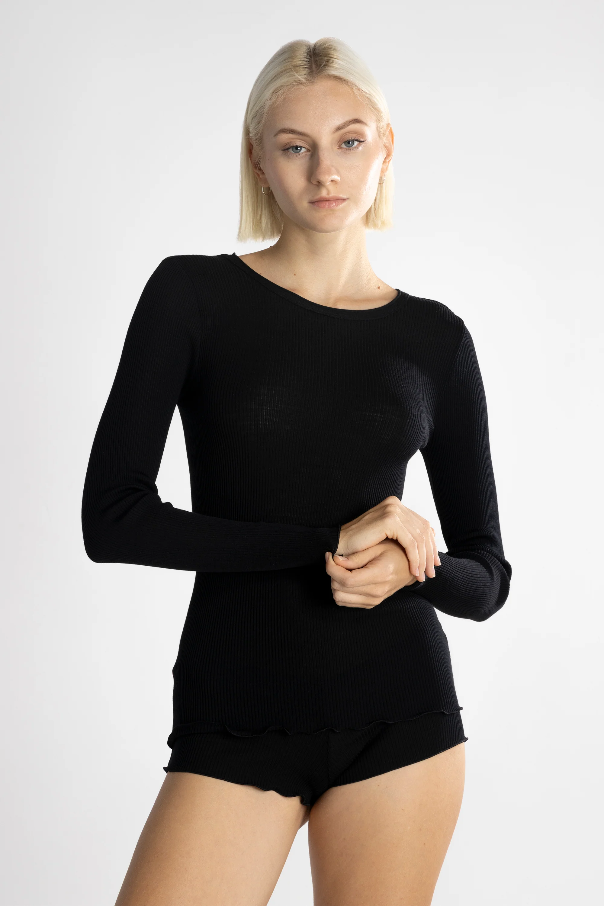 Wool and silk long sleeves roundneck shirt 3446R - Image 55
