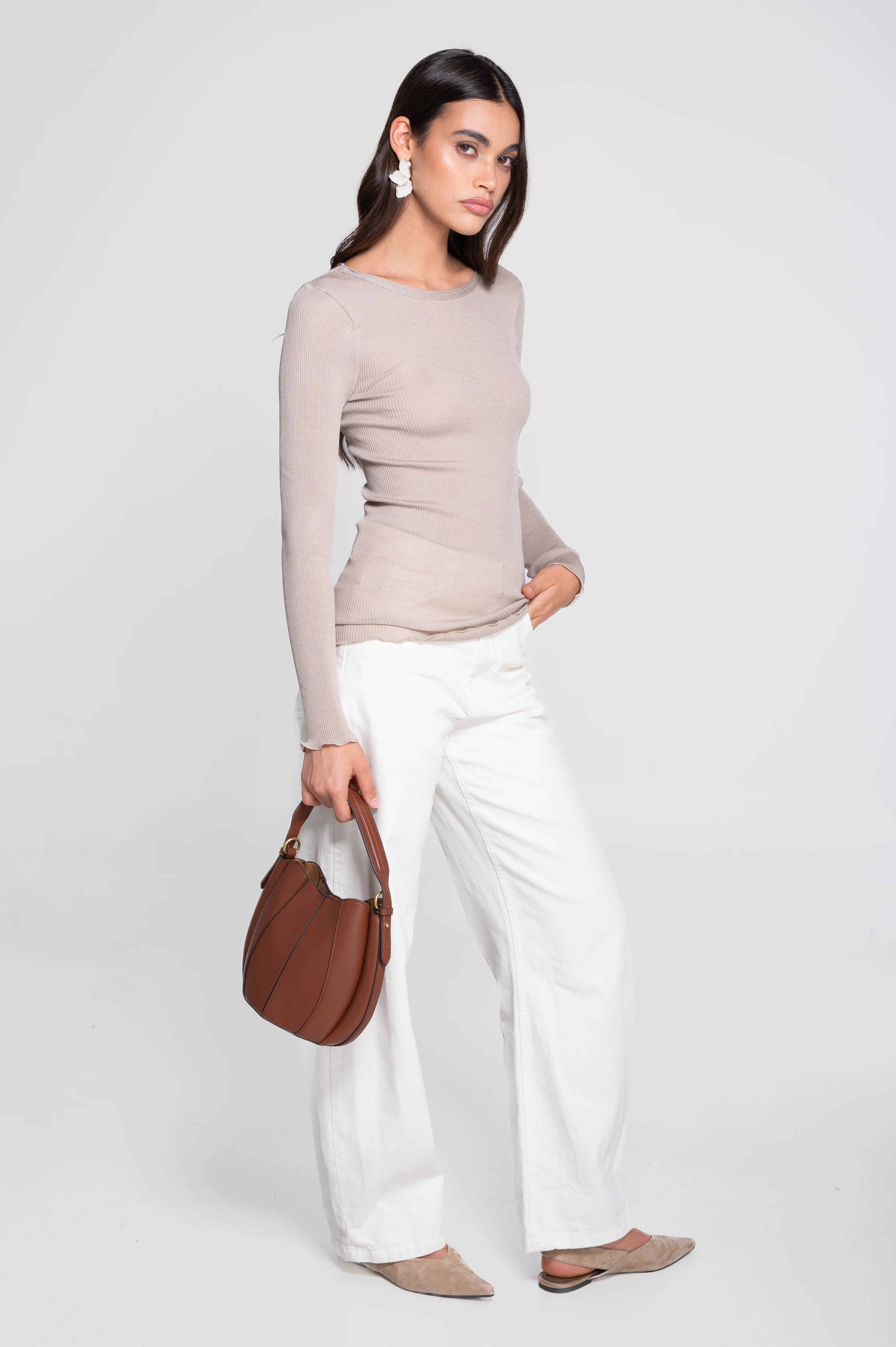 Wool and silk long sleeves roundneck shirt 3446R - Image 9