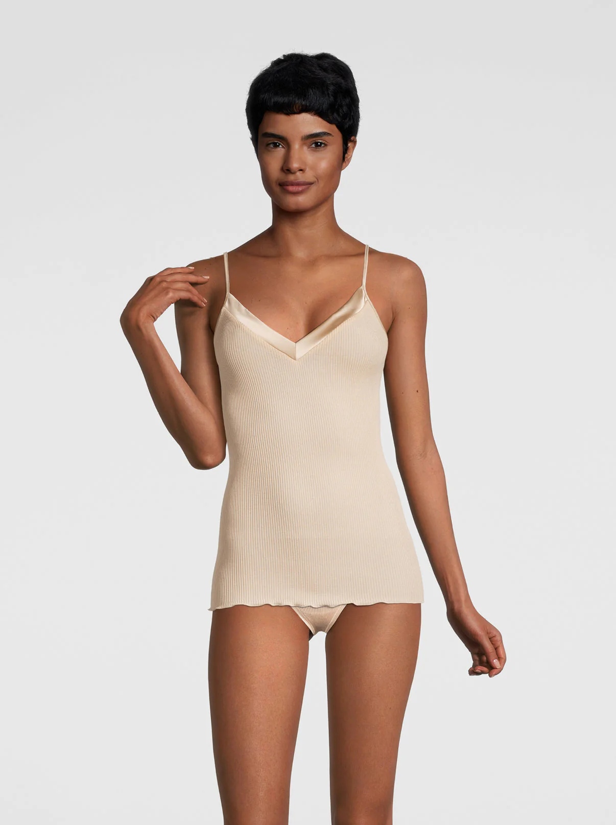 Filoscozia Spaghetti V Neck Top with Satin Edging 16130 - Image 7