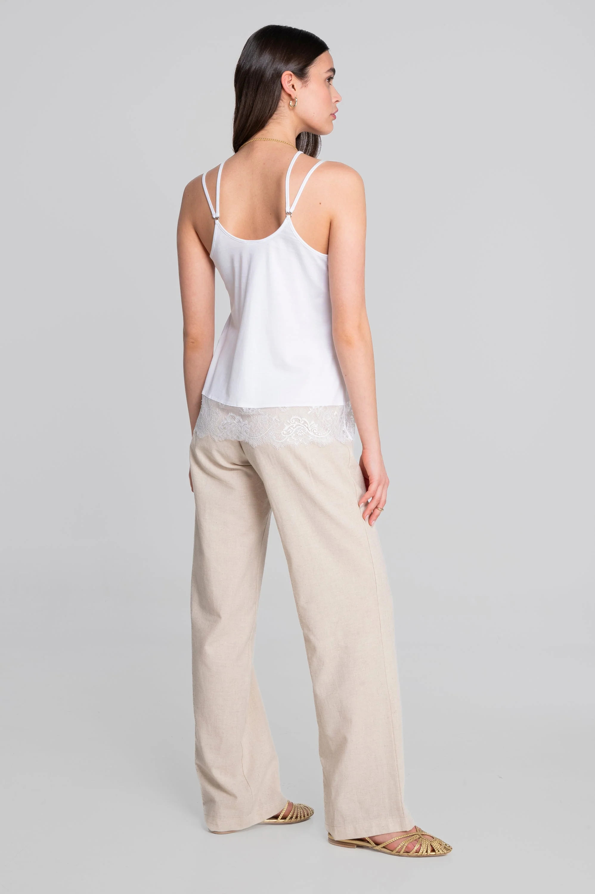 Camisole top in jersey cotton with chantilly lace 7523 - Image 15