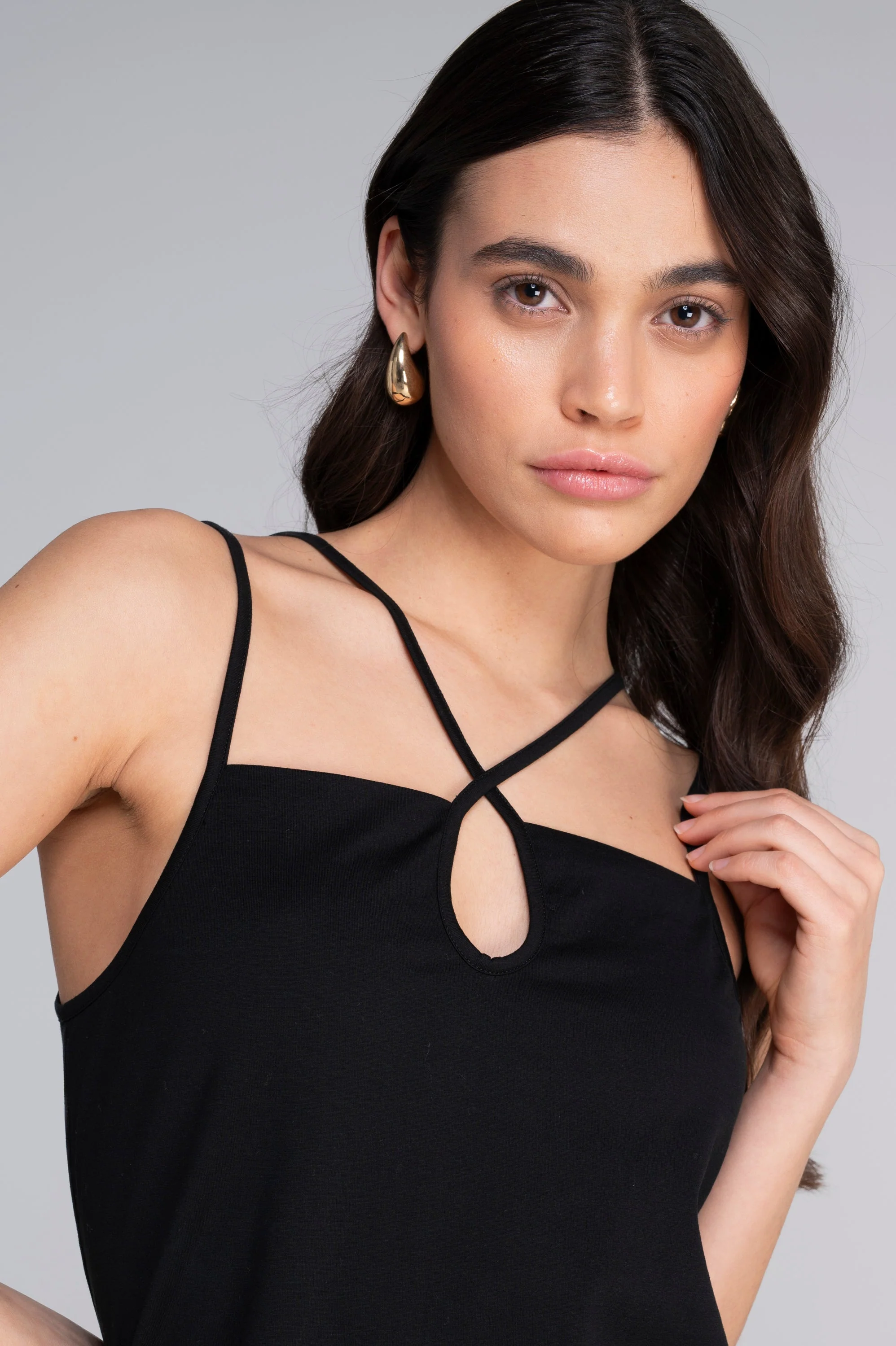 Camisole top in jersey cotton with chantilly lace 7523 - Image 4