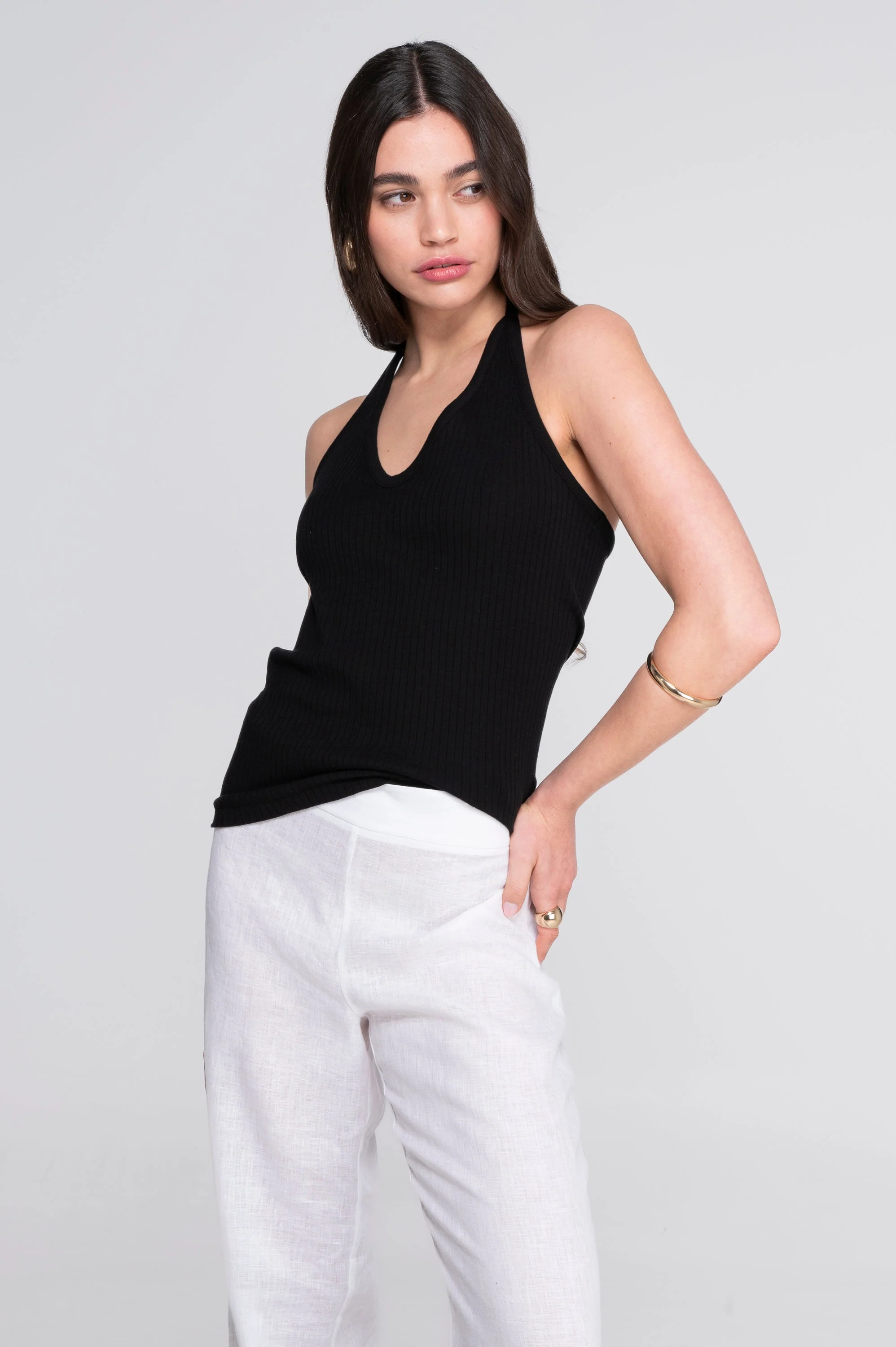 Cotton halter V neck top 7560 - Image 14