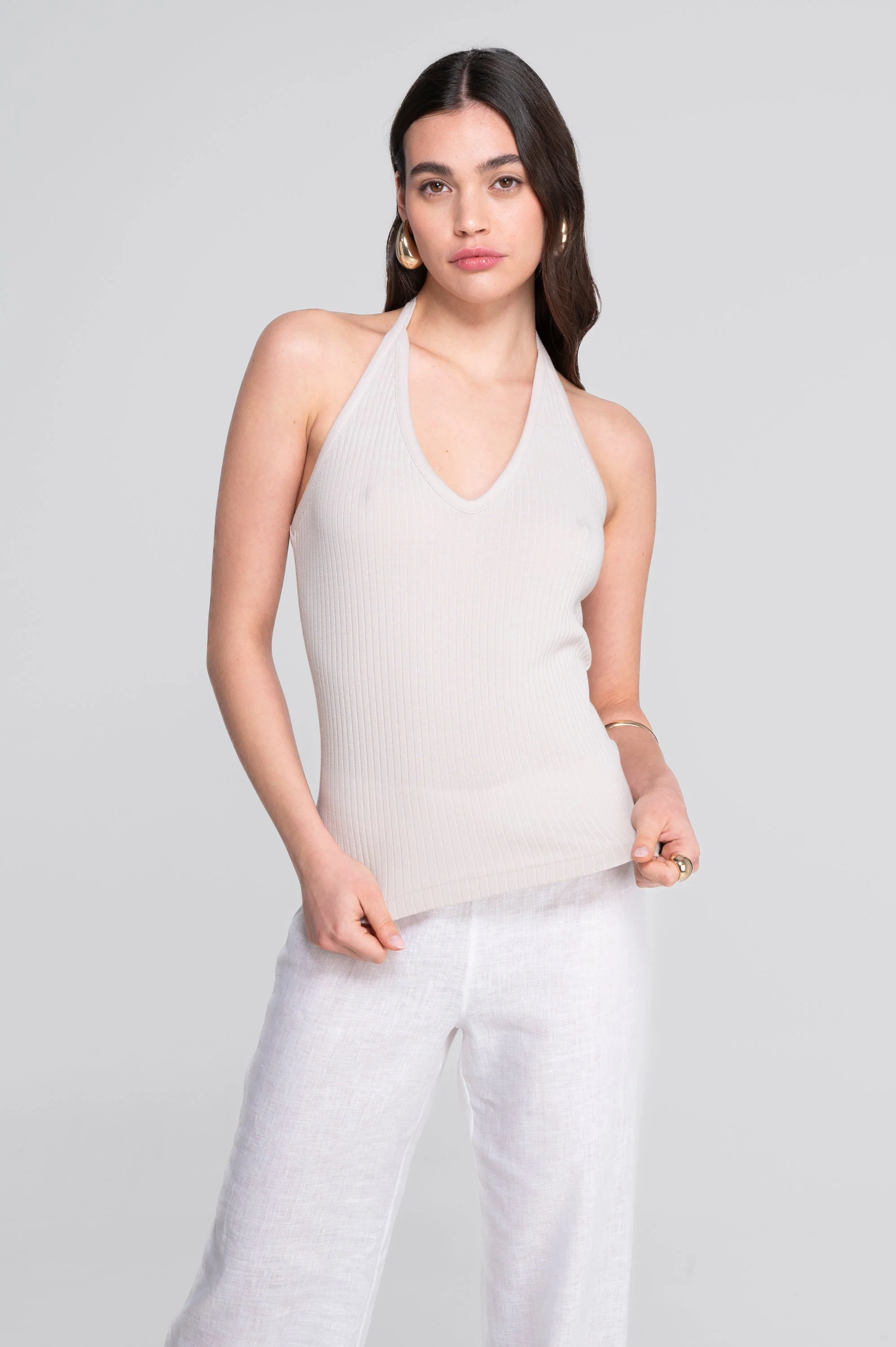 Cotton halter V neck top 7560 - Image 24