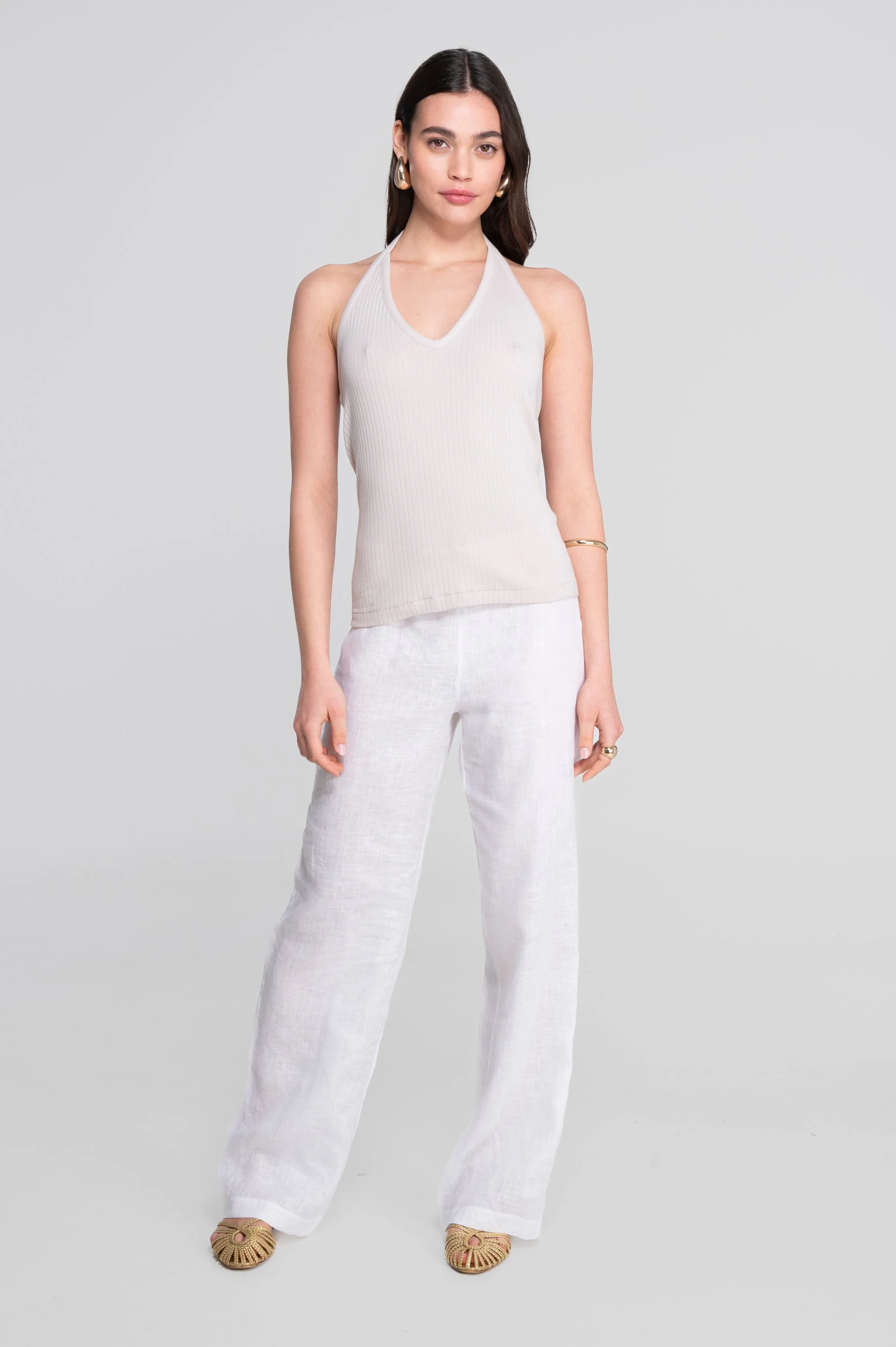 Cotton halter V neck top 7560 - Image 28