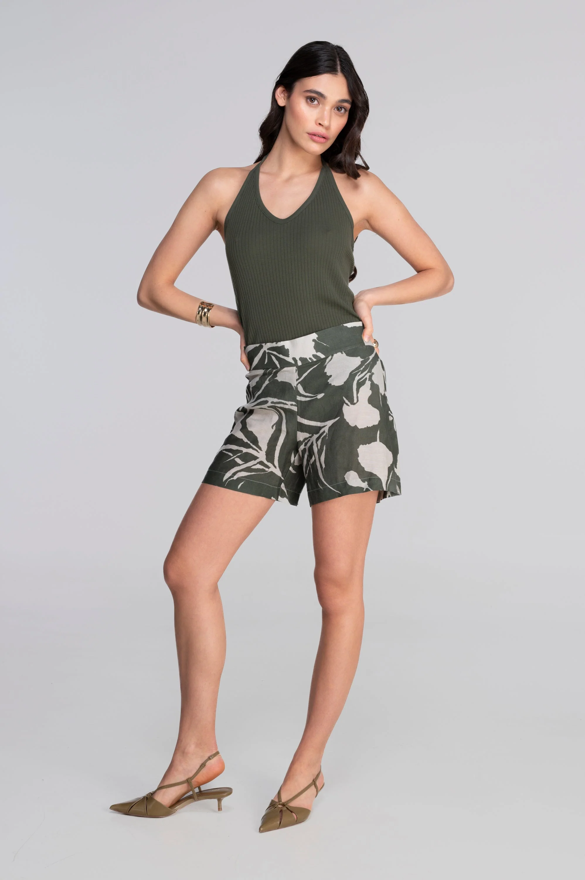 Cotton halter V neck top 7560 - Image 5