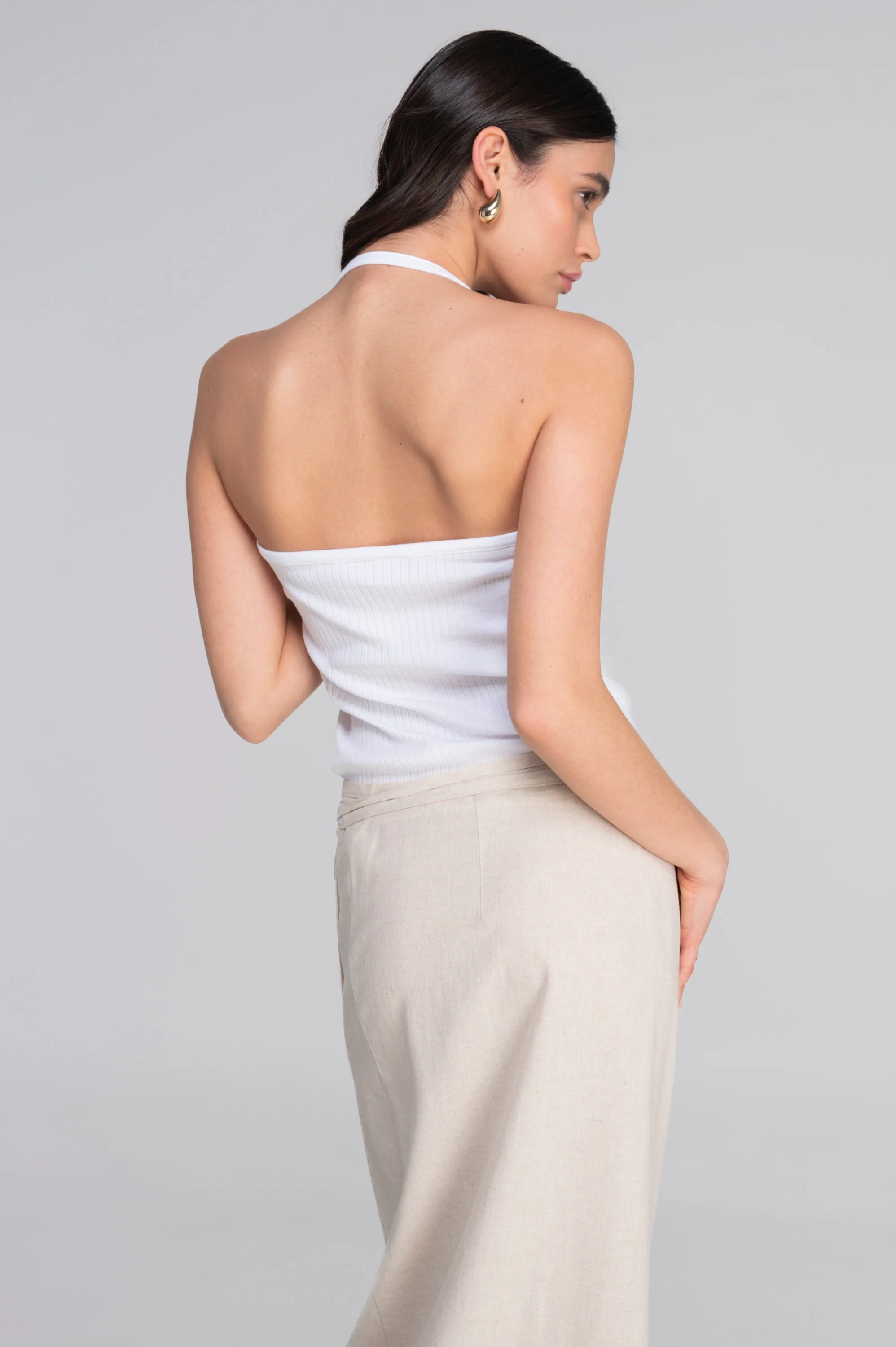 Cotton halter V neck top 7560 - Image 8