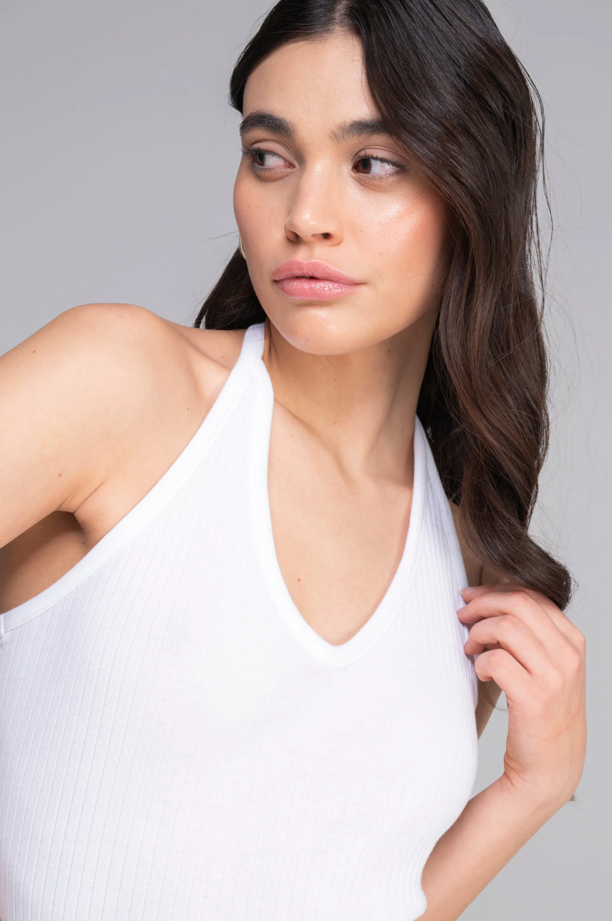 Cotton halter V neck top 7560 - Image 9