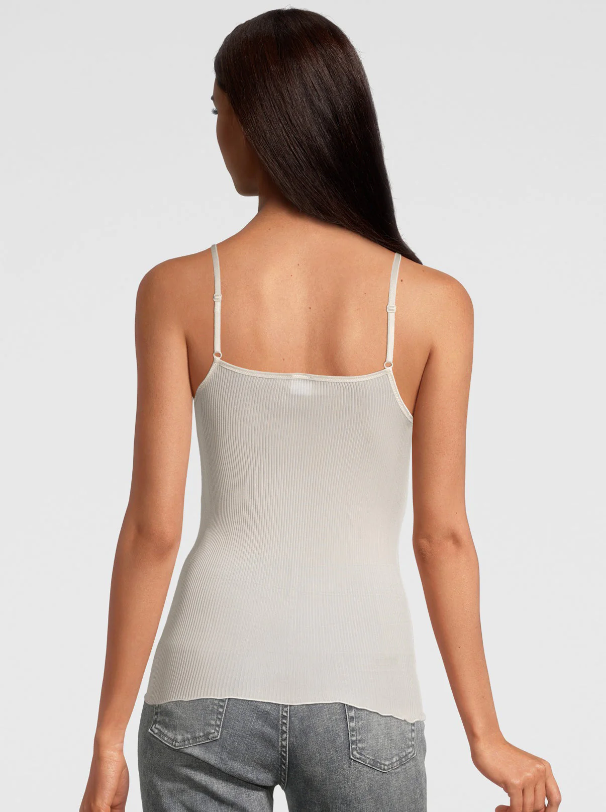 Dentelle de Calais®” Spaghetti Top V-neck in pure silk 9474 - Image 7