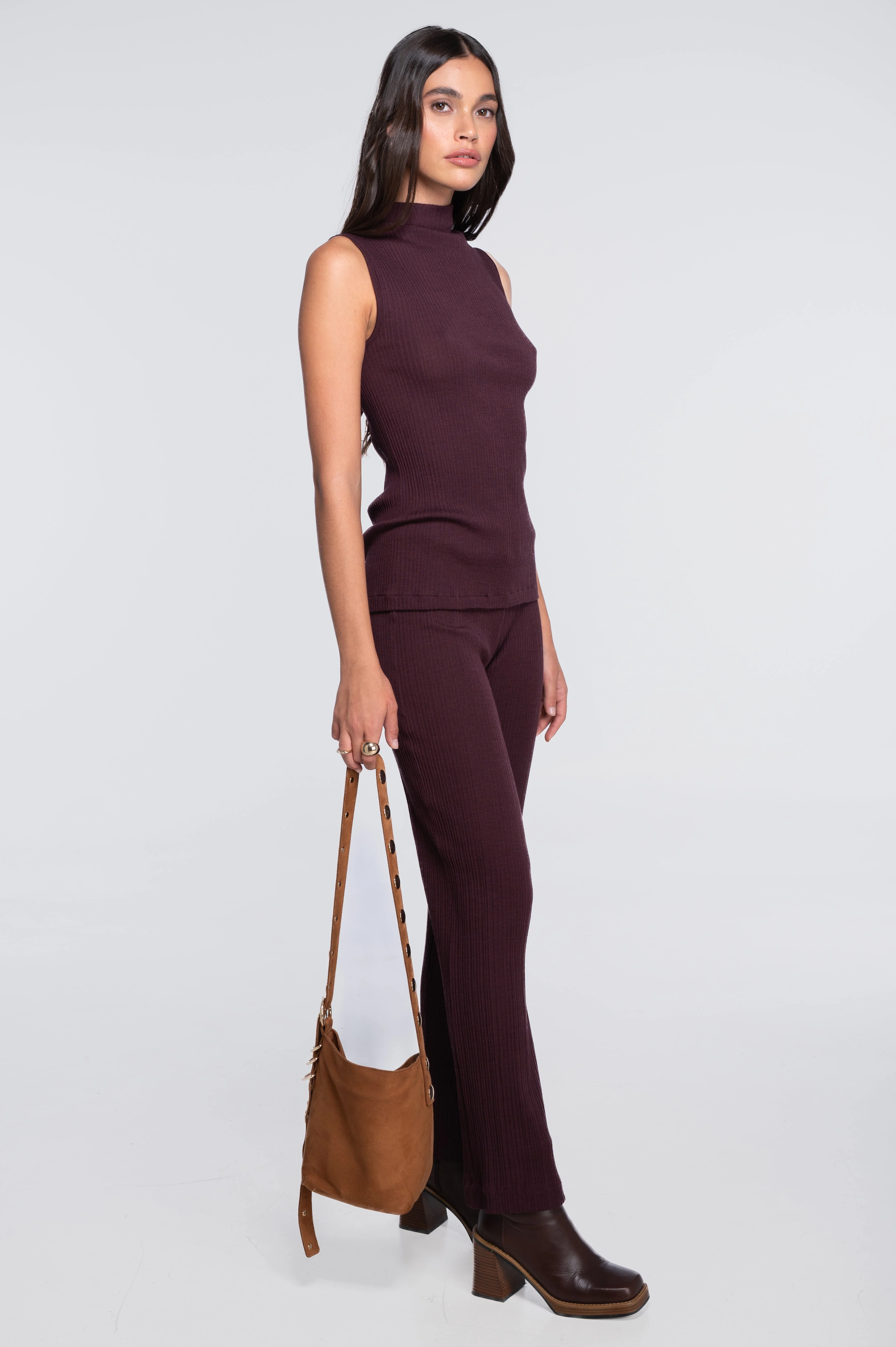 Wool and silk sleeveless mock neck top 7465 - Image 22