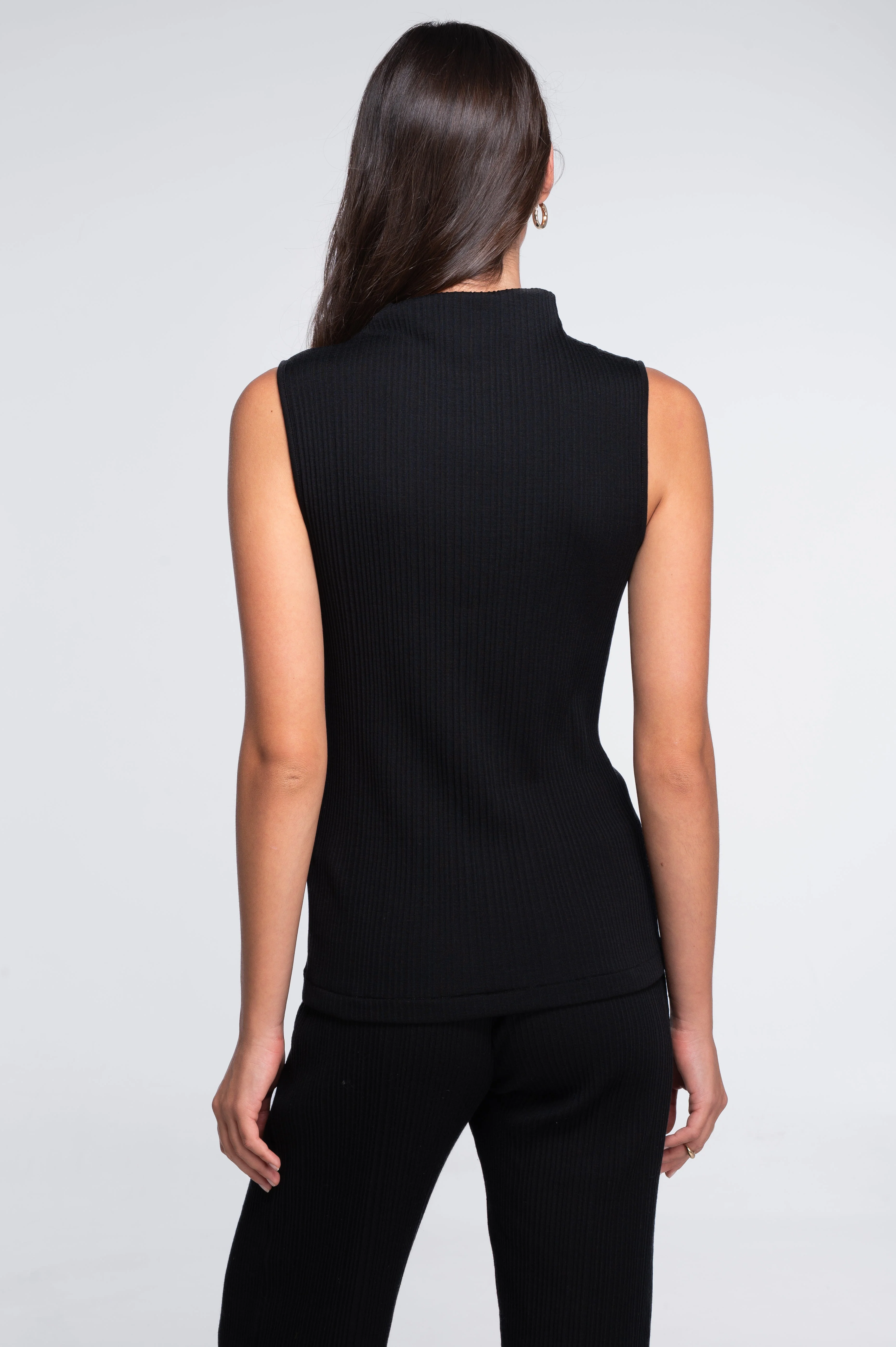 Wool and silk sleeveless mock neck top 7465 - Image 3