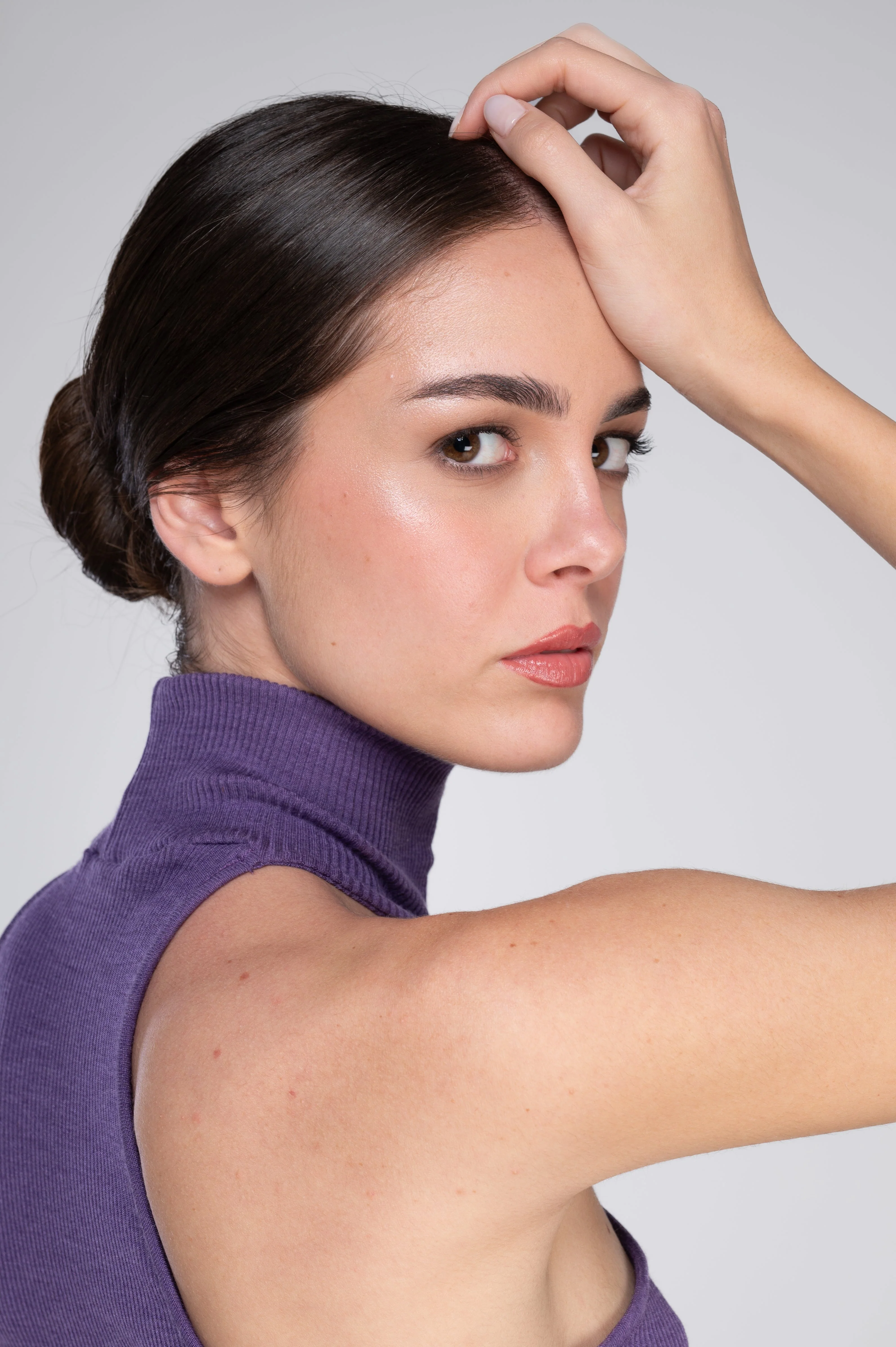 Wool and silk sleeveless mock neck top with cut-outs 7470 - Image 9