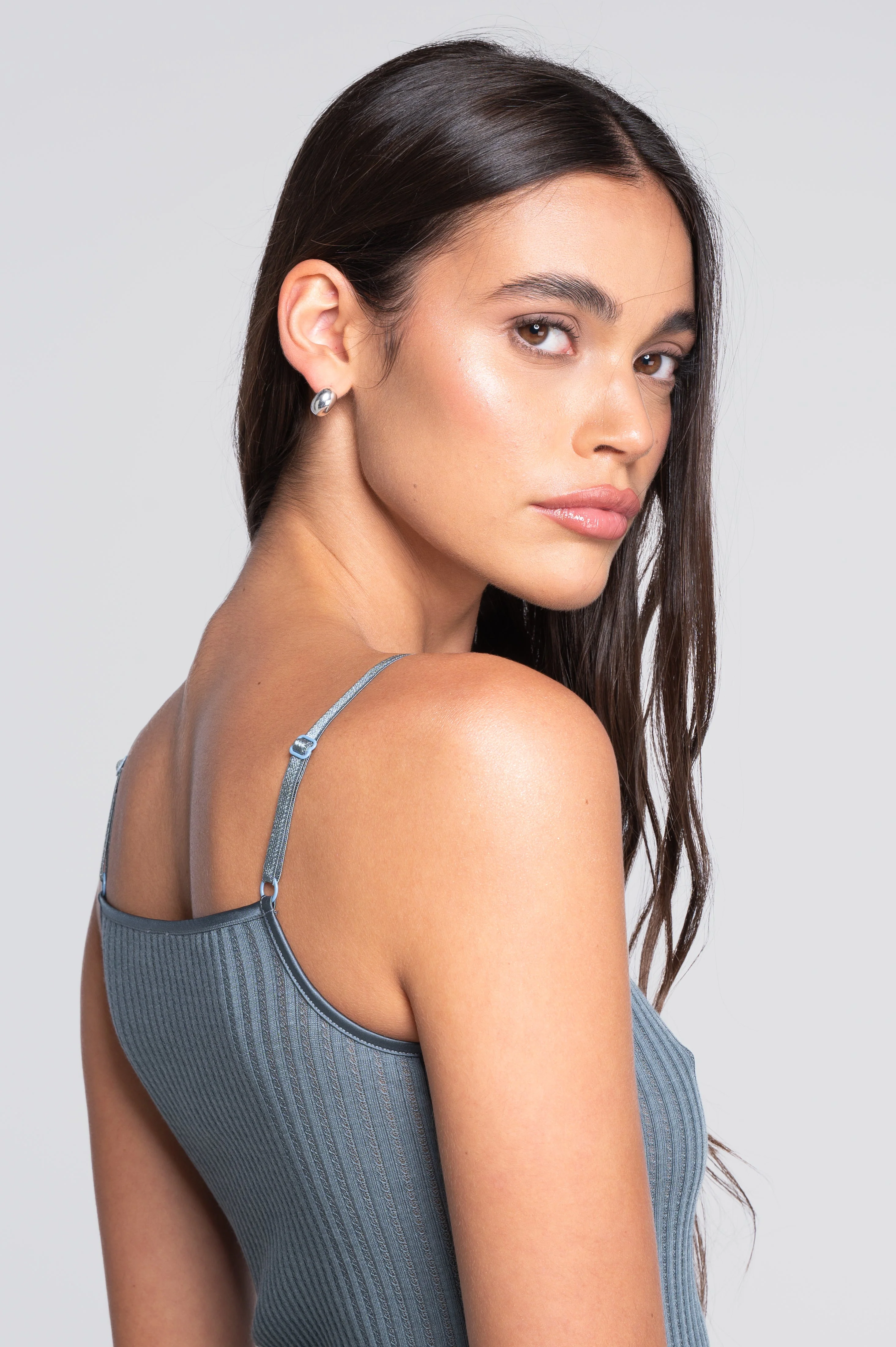 Straight neckline camisole top  in ajouré wool and silk with Leavers lace 7646 - Image 3