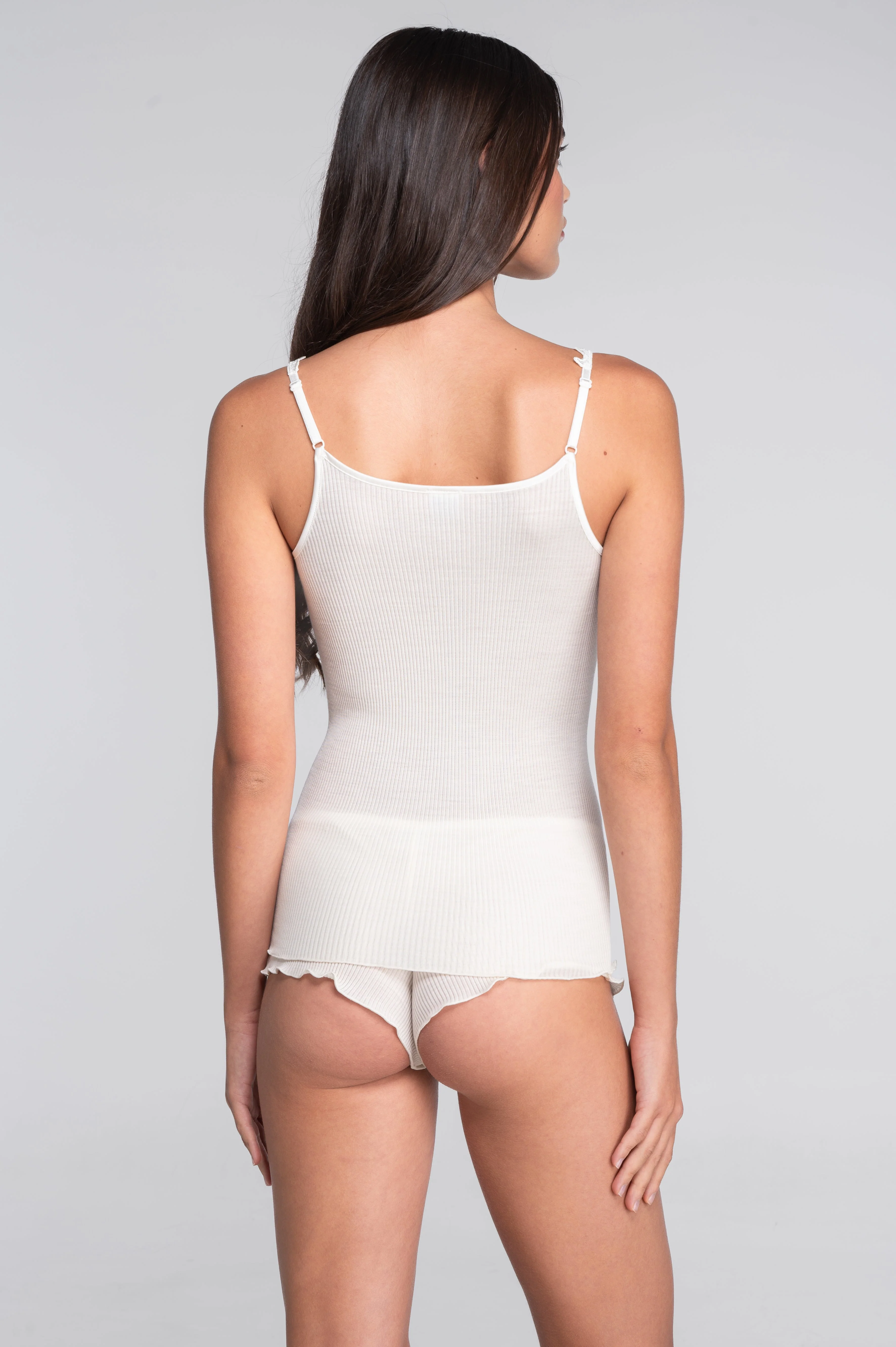 Wool and silk camisole top with macramé trim 7654 - Image 2