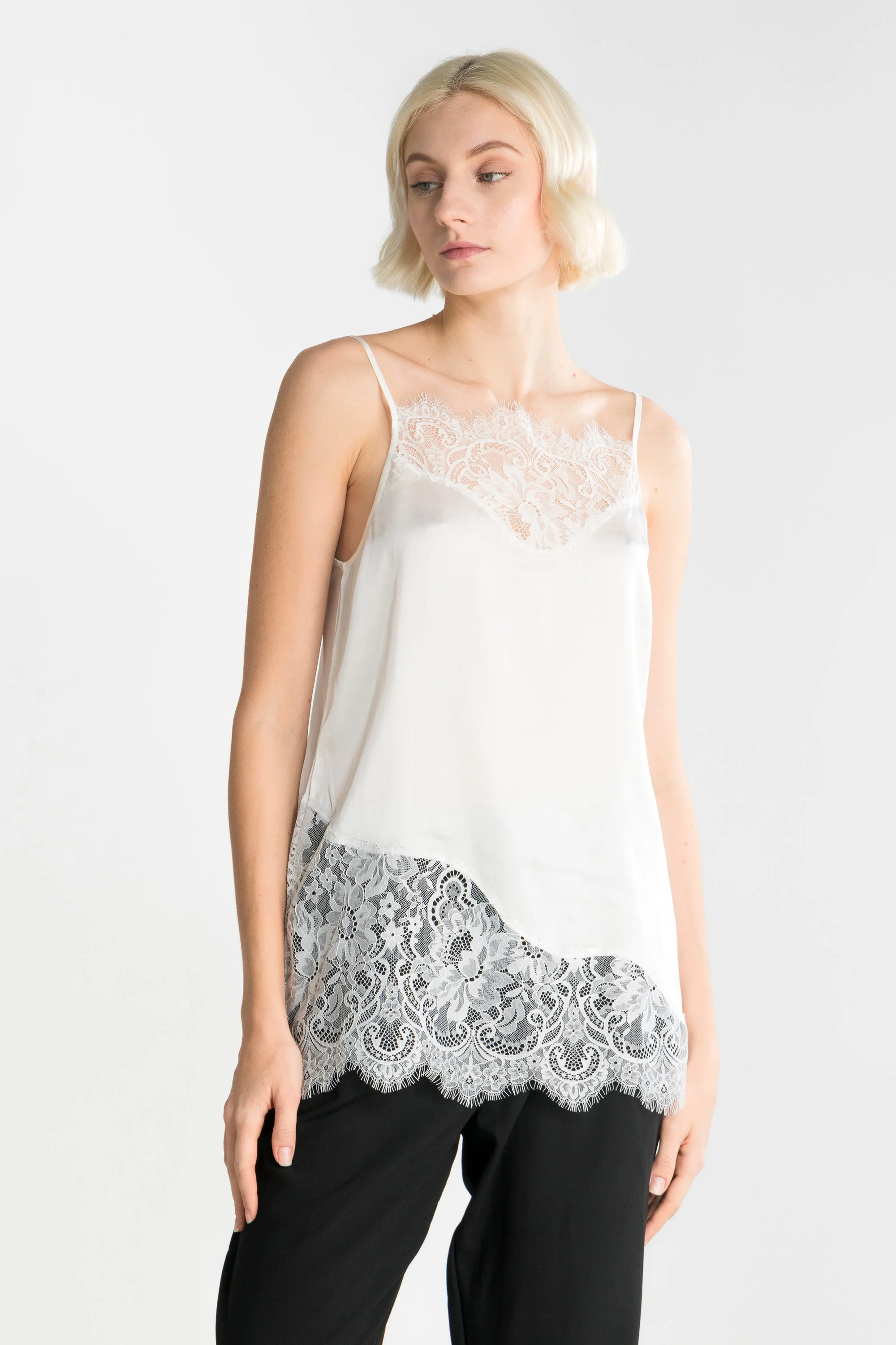 Camisole top in viscose with chantilly lace 1418 - Image 4