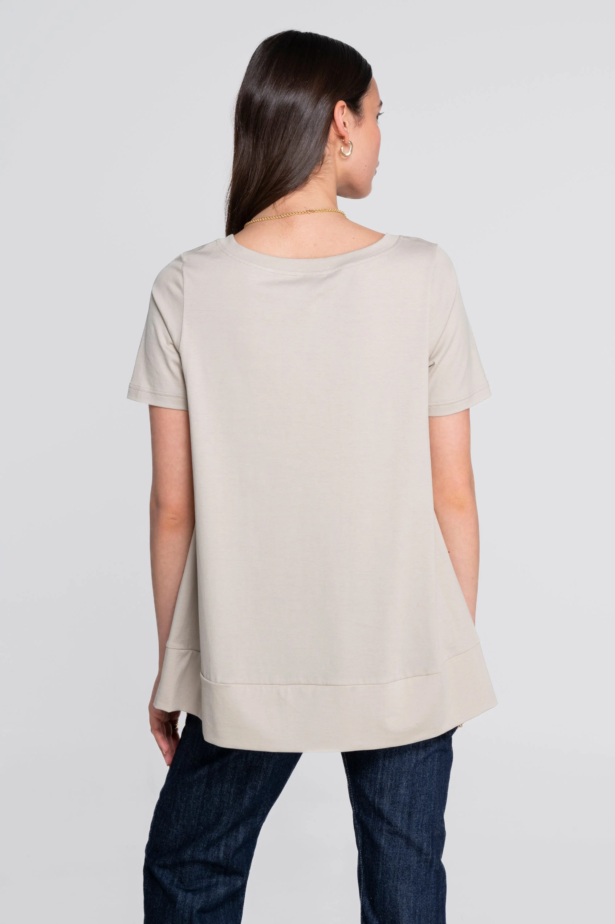 Round neck flared T-shirt in jersey cotton 403 - Image 2