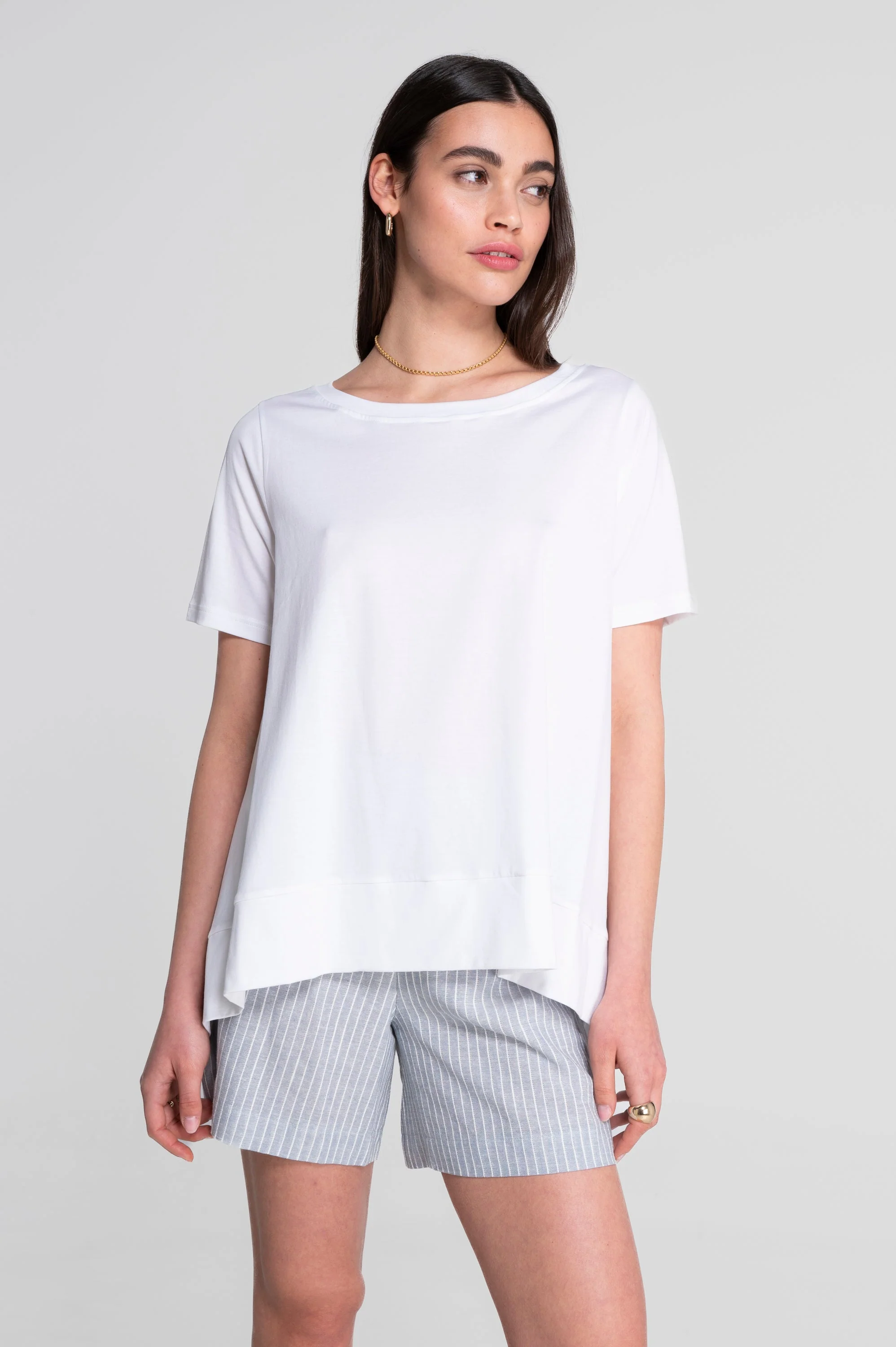 Round neck flared T-shirt in jersey cotton 403 - Image 7