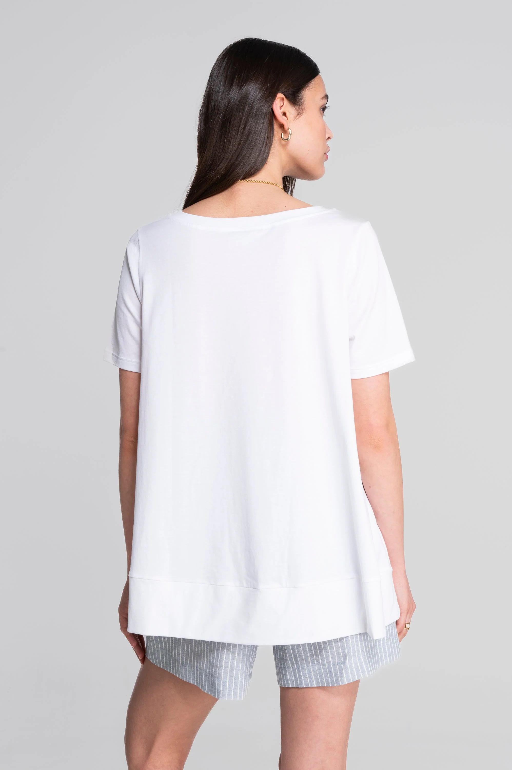 Round neck flared T-shirt in jersey cotton 403 - Image 8