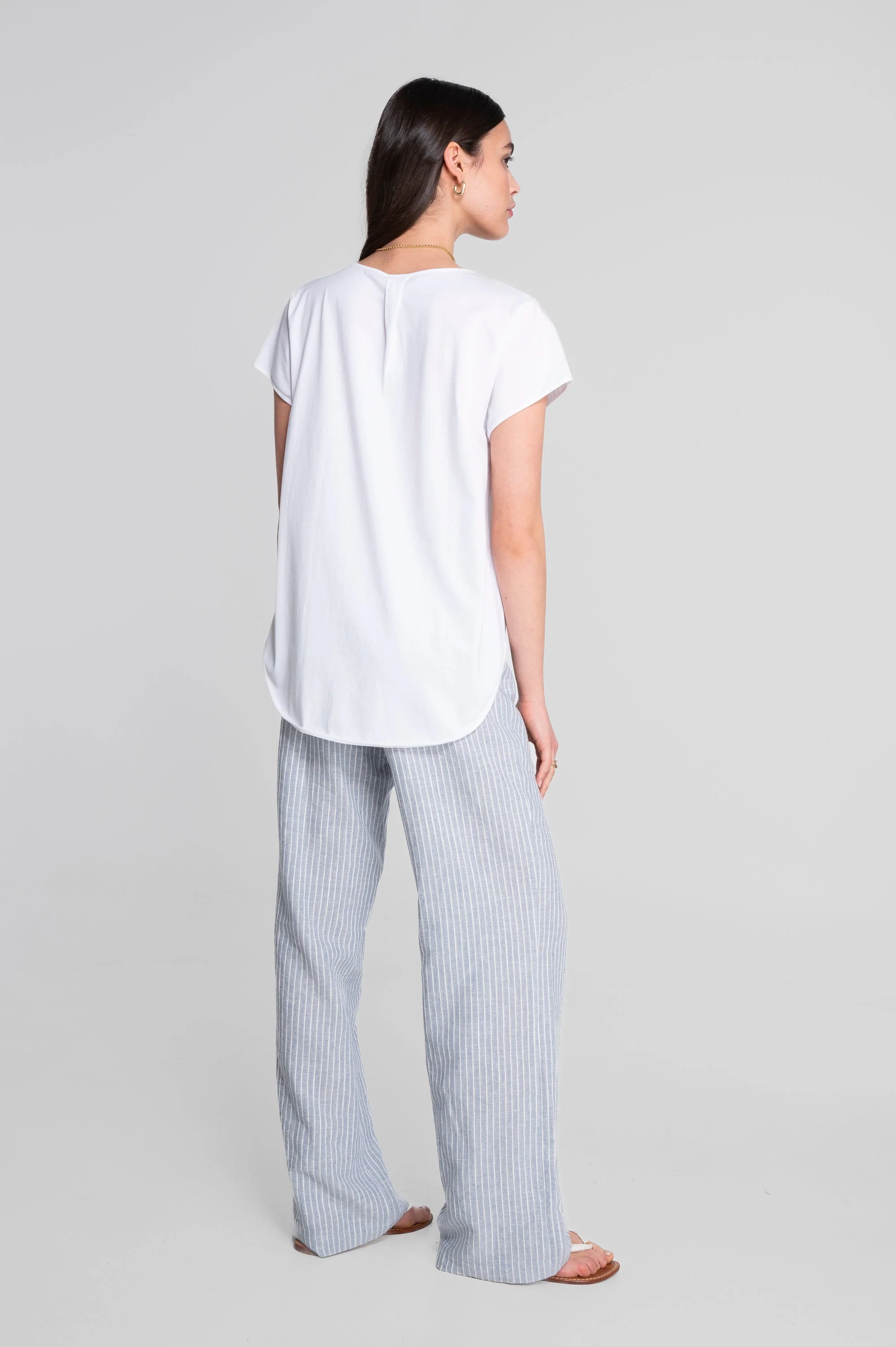 V neck flared T-shirt in jersey cotton 407 - Image 10