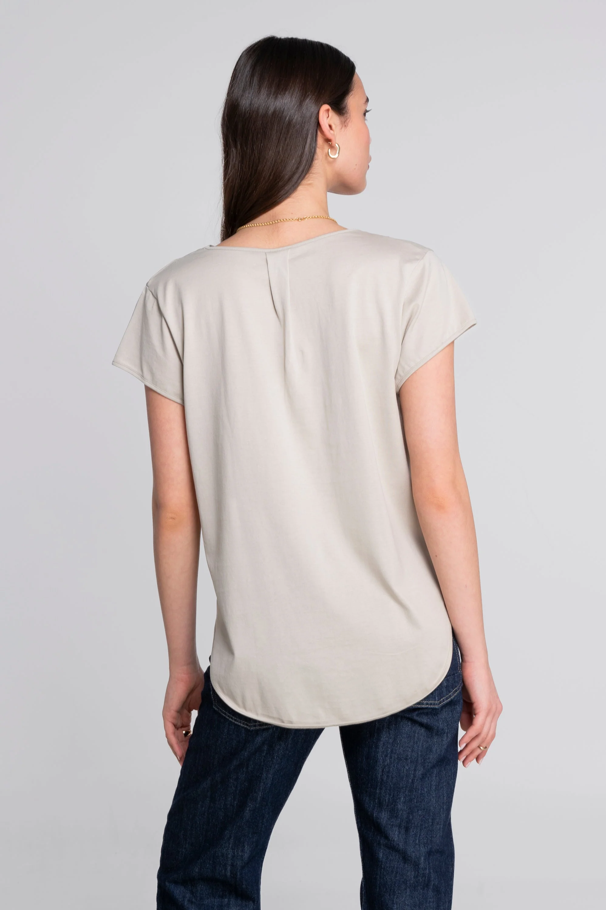 V neck flared T-shirt in jersey cotton 407 - Image 13