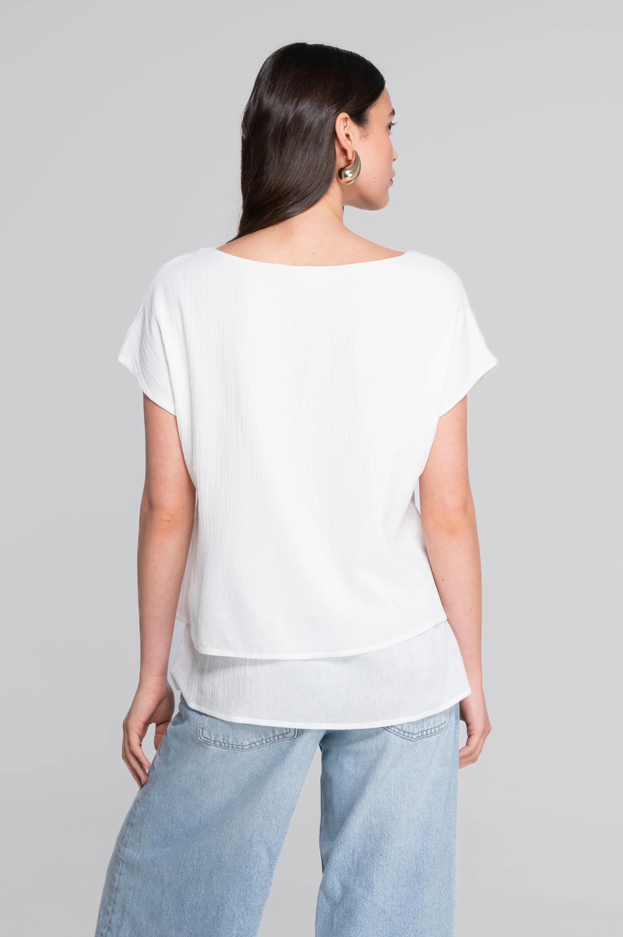 Layered cotton crêpe T-shirt 7541 - Image 2