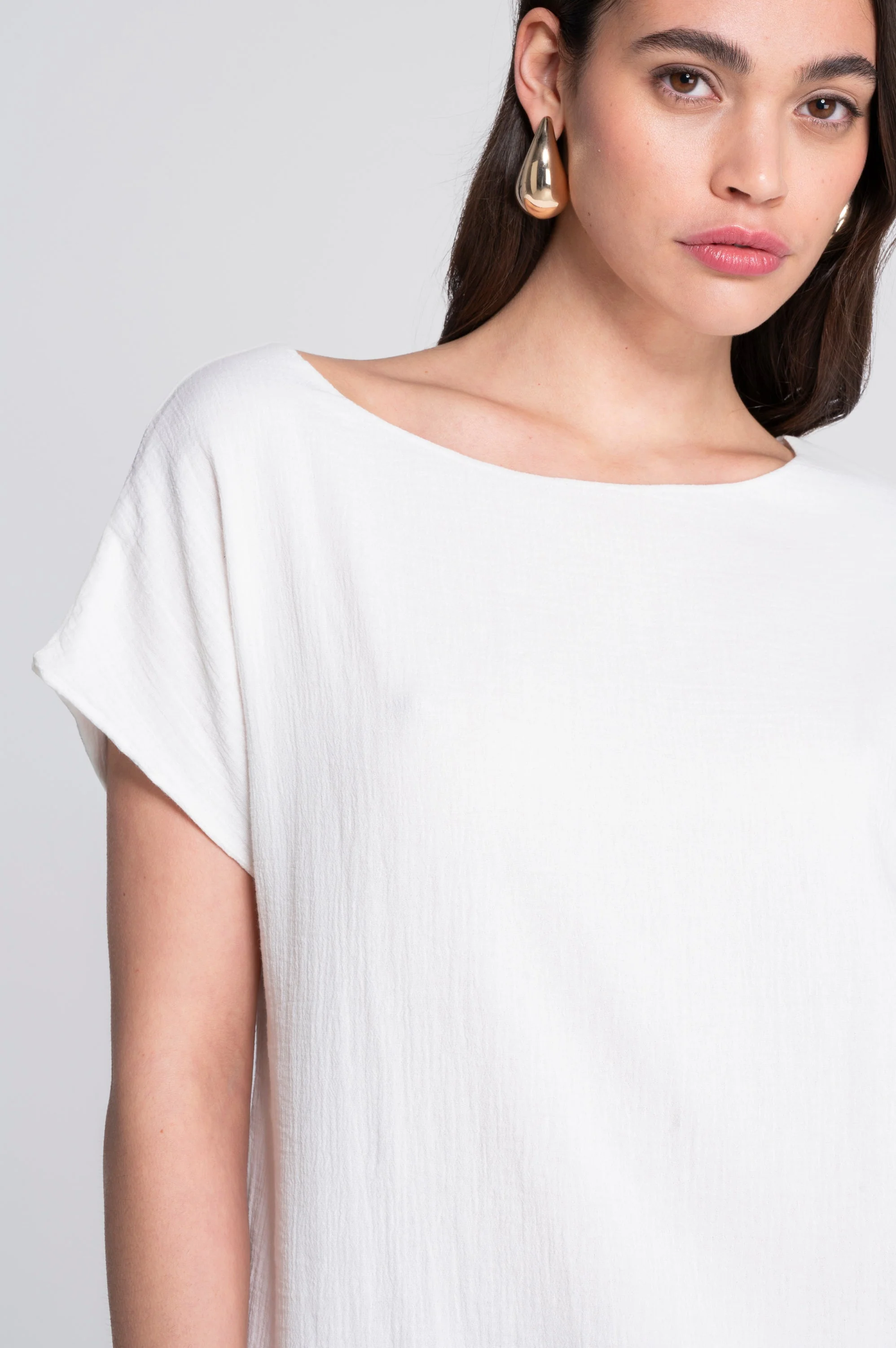 Layered cotton crêpe T-shirt 7541 - Image 3