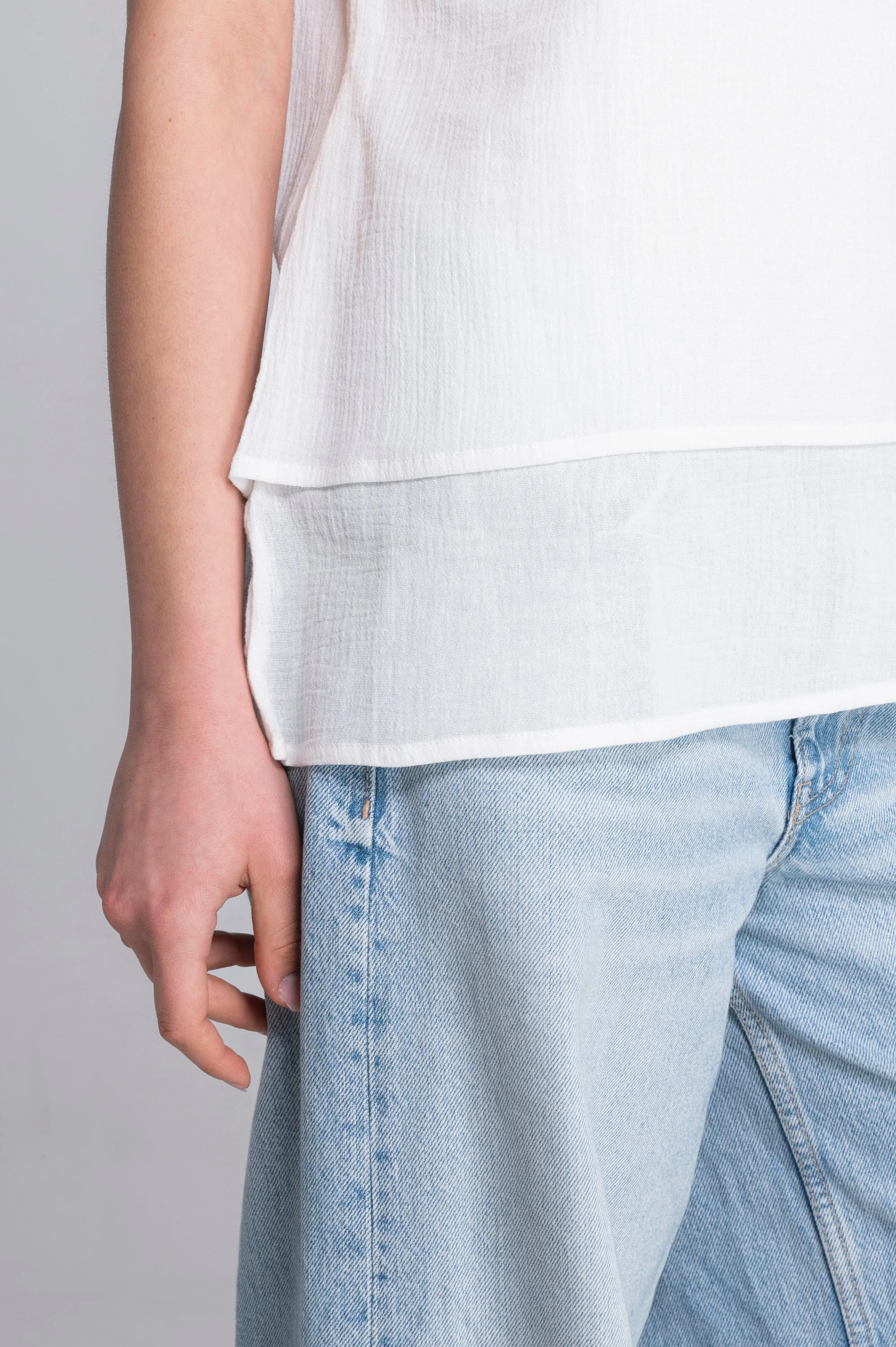 Layered cotton crêpe T-shirt 7541 - Image 4