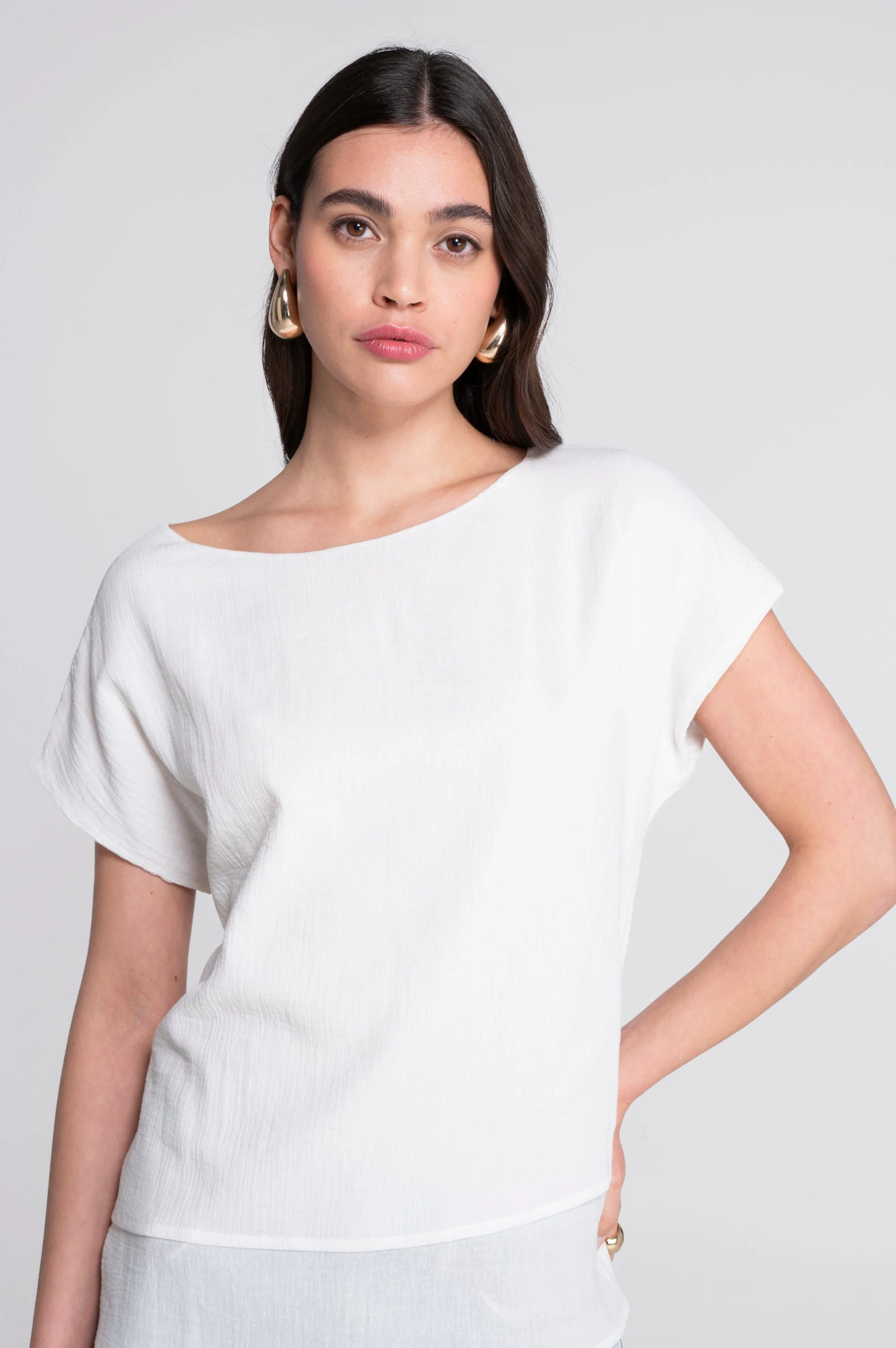 Layered cotton crêpe T-shirt 7541 - Image 5