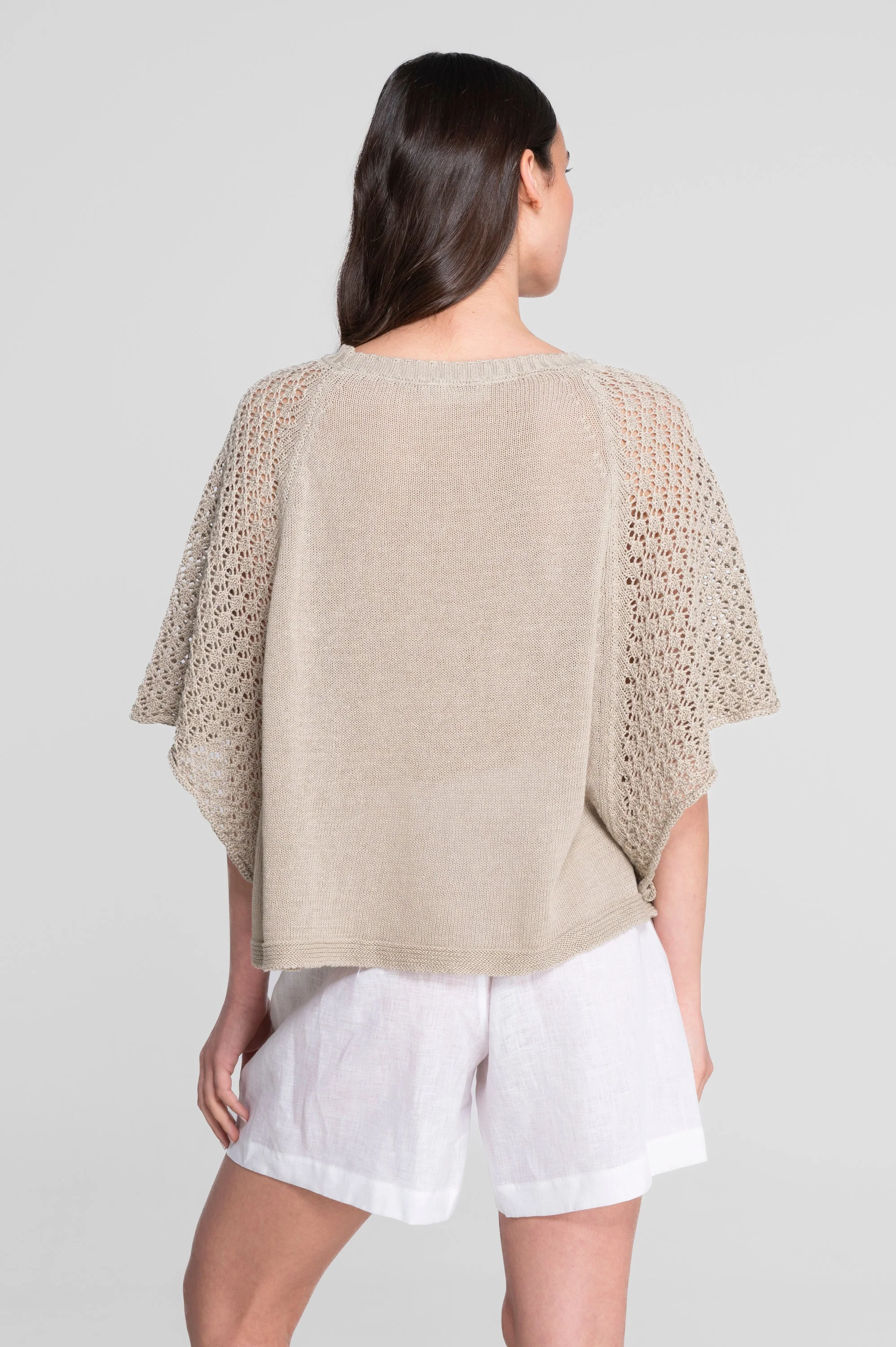 Cotton tricot blouse with batwing raglan sleeves 7574 - Image 2