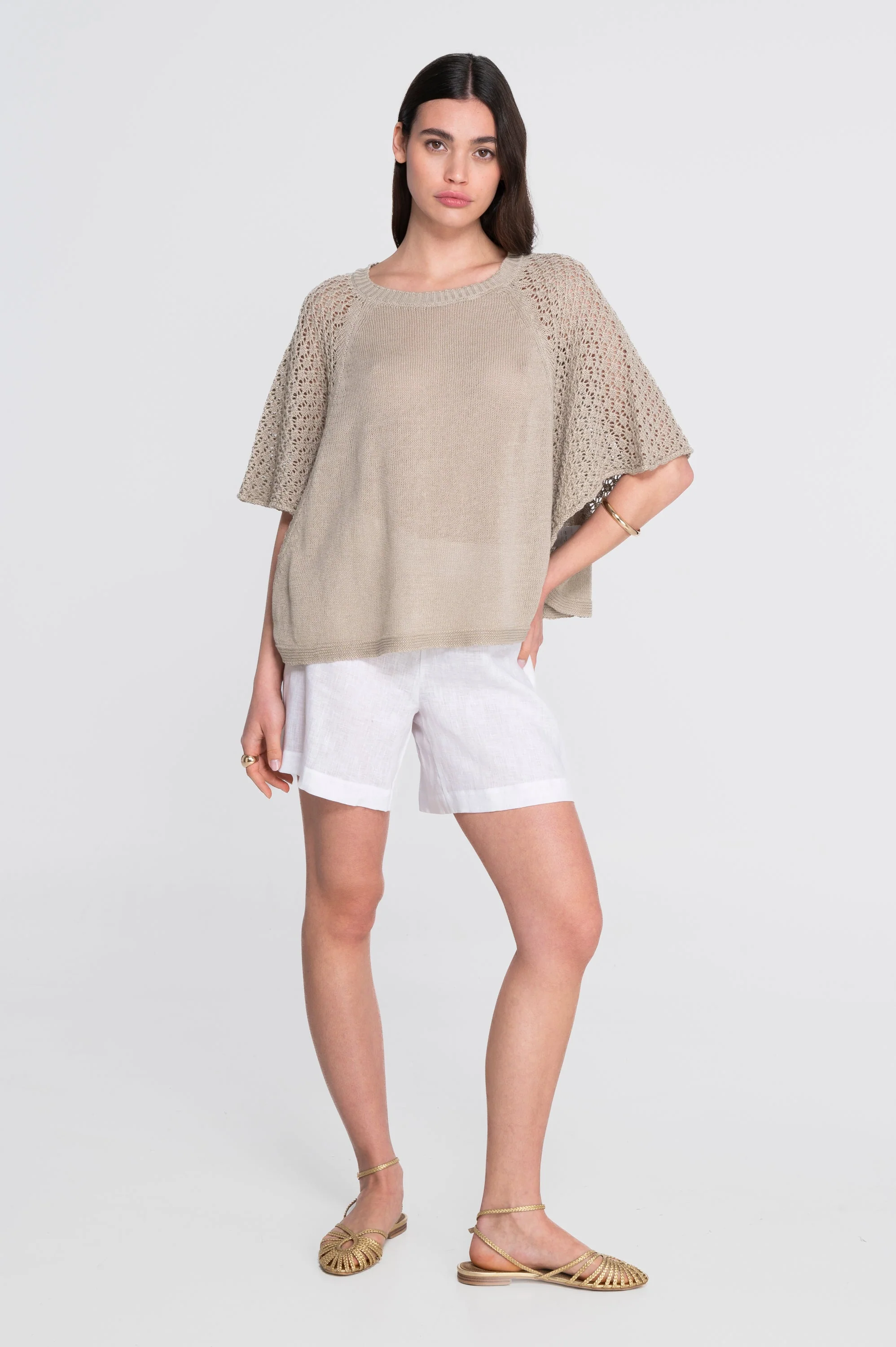 Cotton tricot blouse with batwing raglan sleeves 7574 - Image 6