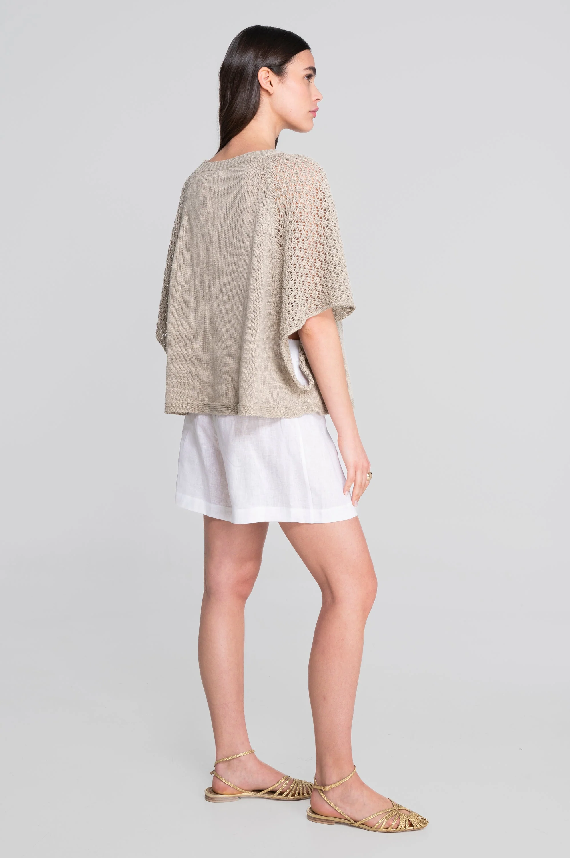 Cotton tricot blouse with batwing raglan sleeves 7574 - Image 7