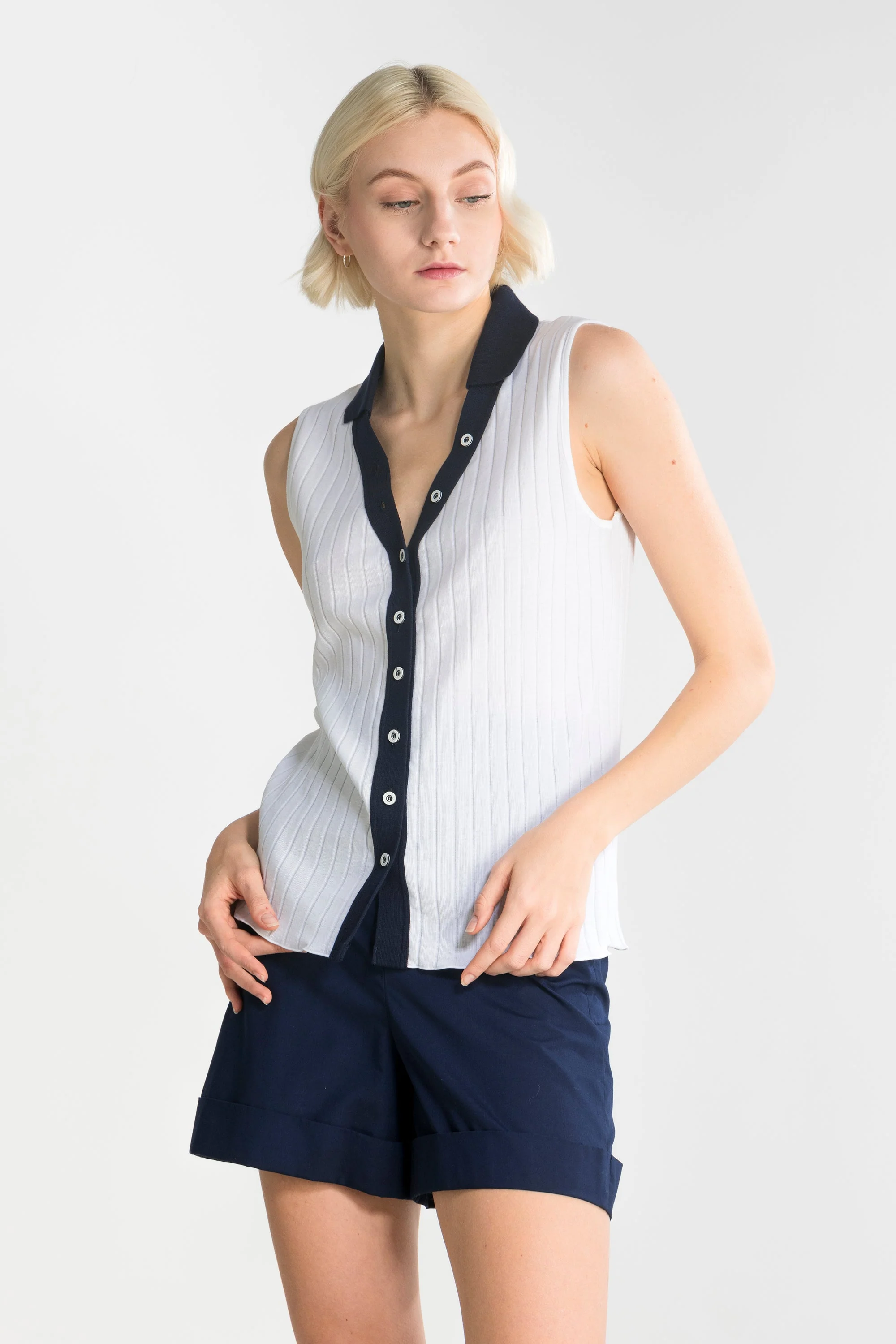 Buttoned gilet Woman Cotton 7160 - Image 2