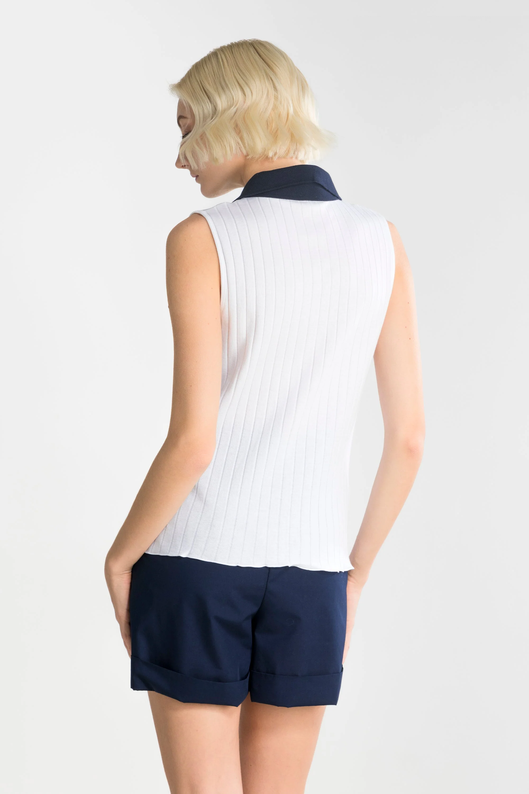 Buttoned gilet Woman Cotton 7160 - Image 3