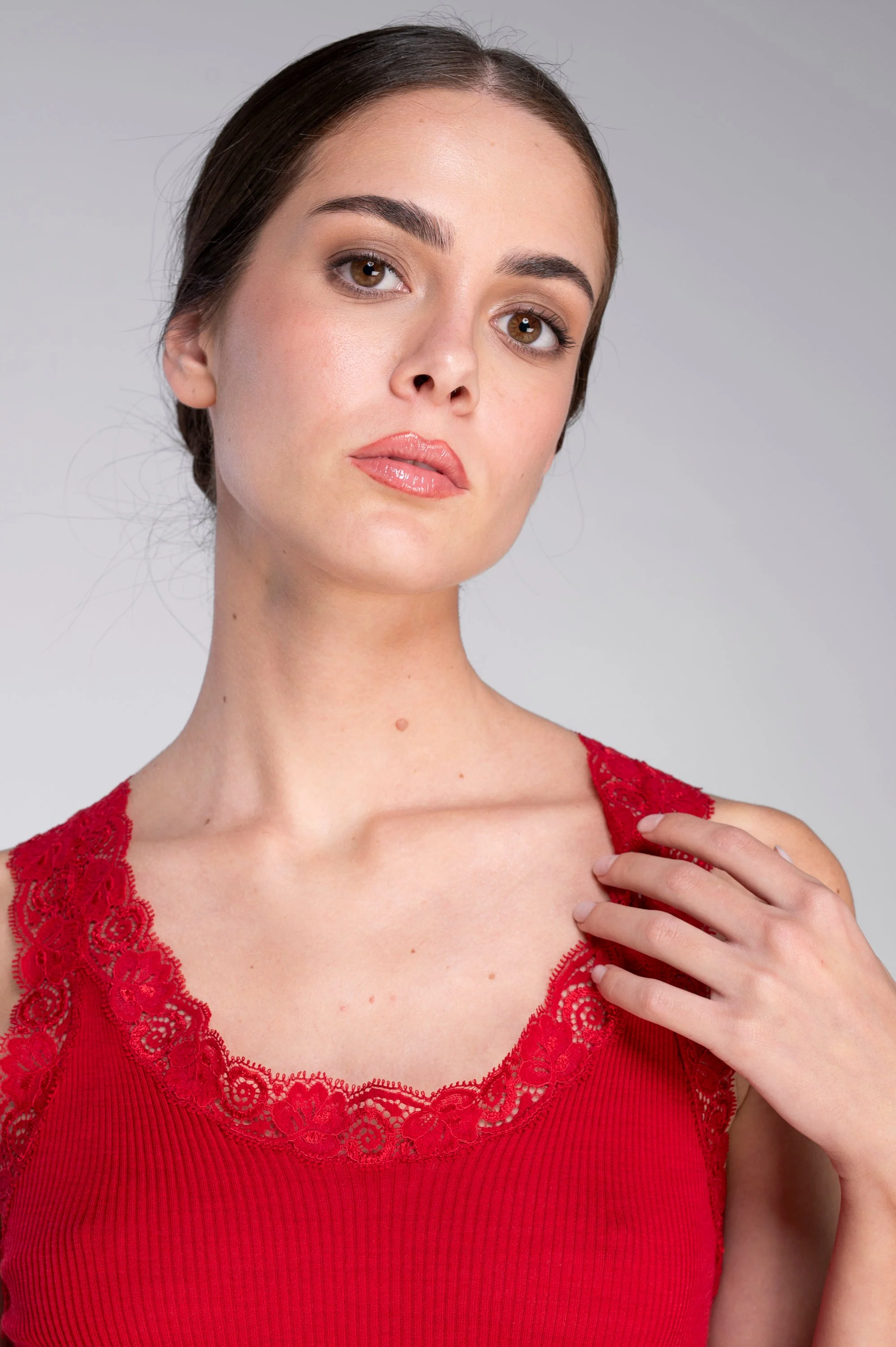 Wool and silk tank top with Leavers lace 3410 - Image 5