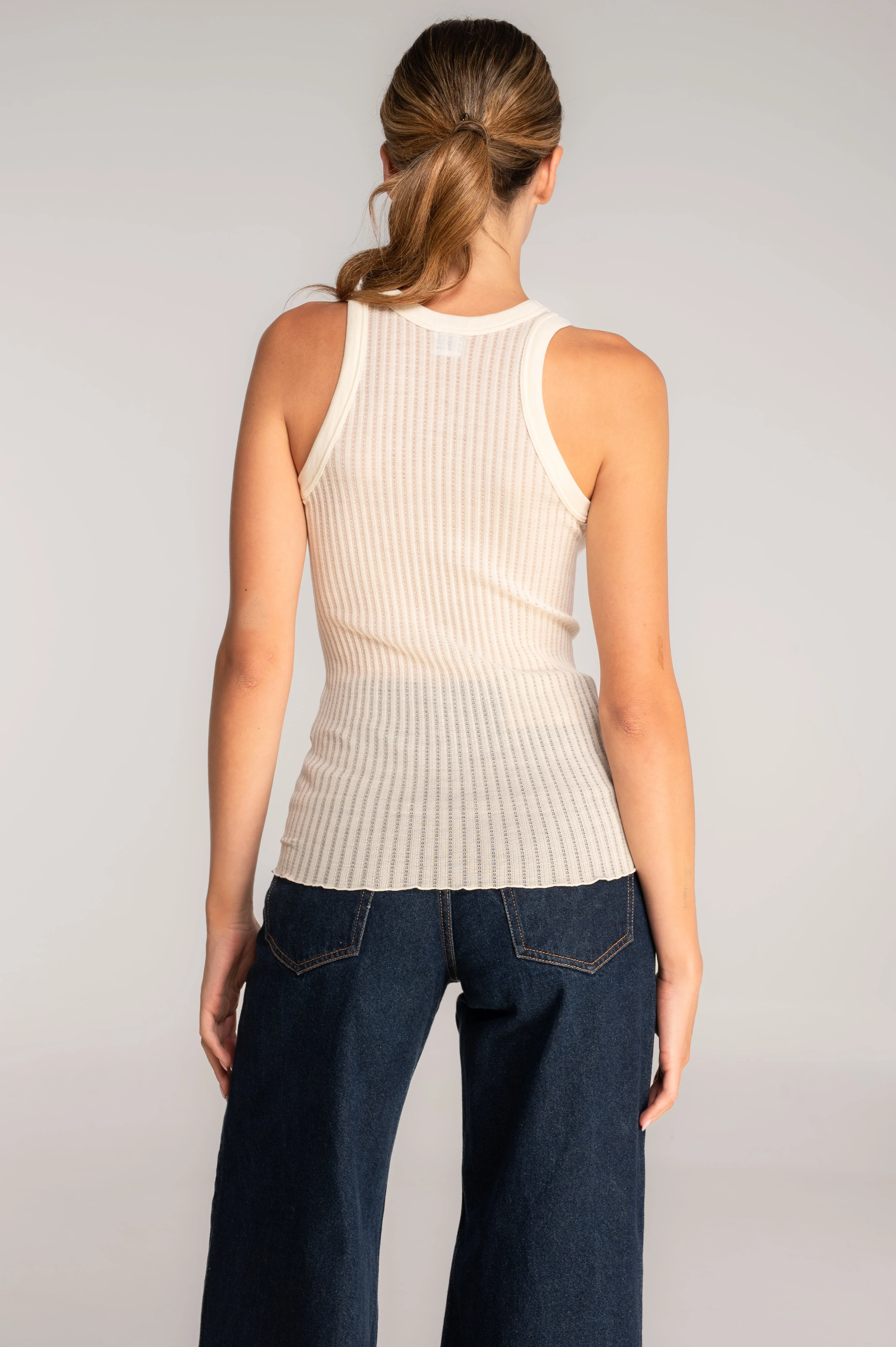 Sleeveless halterneck top in ajouré wool and silk 7490 - Image 3