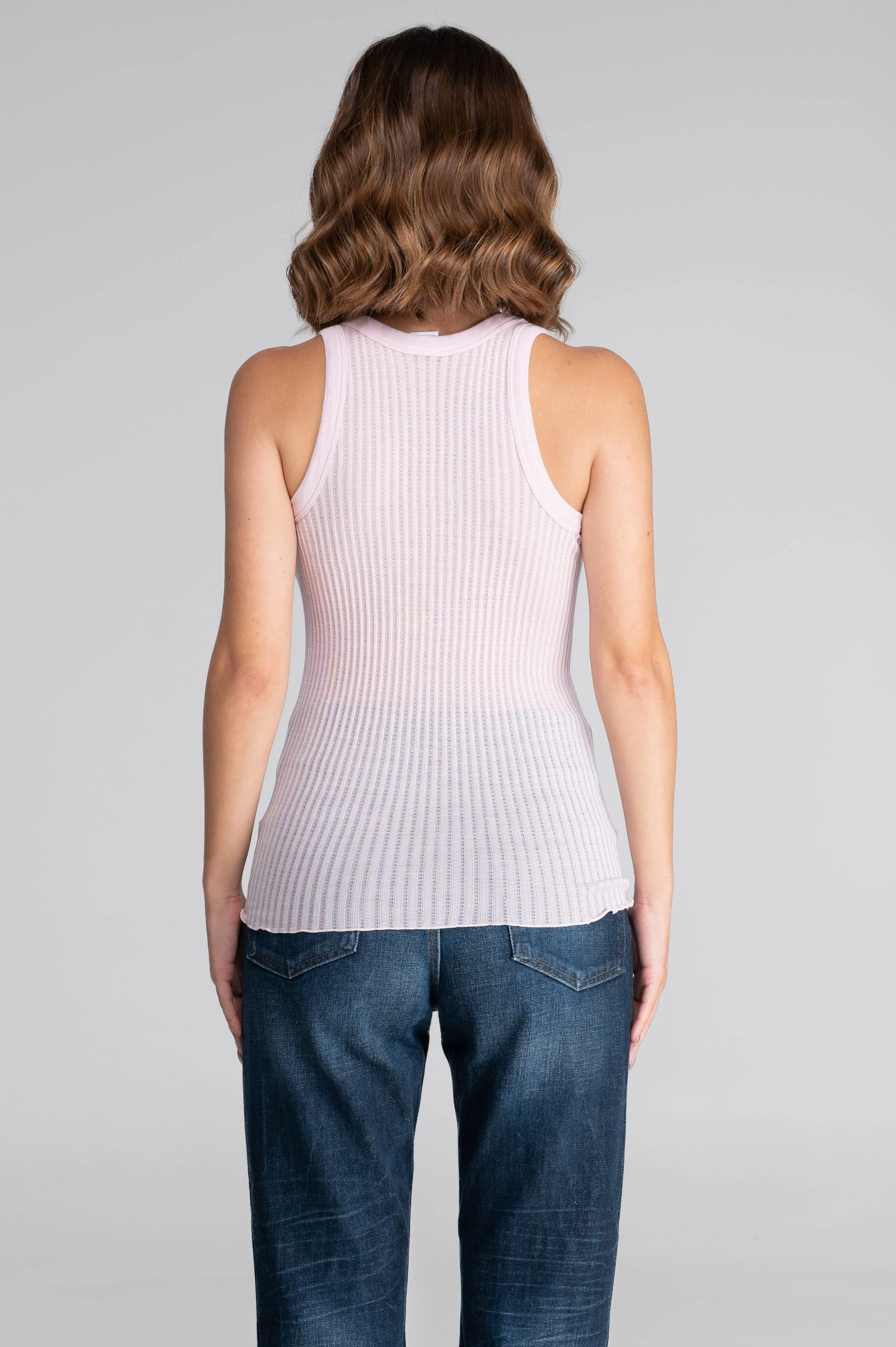 Sleeveless halterneck top in ajouré wool and silk 7490 - Image 30