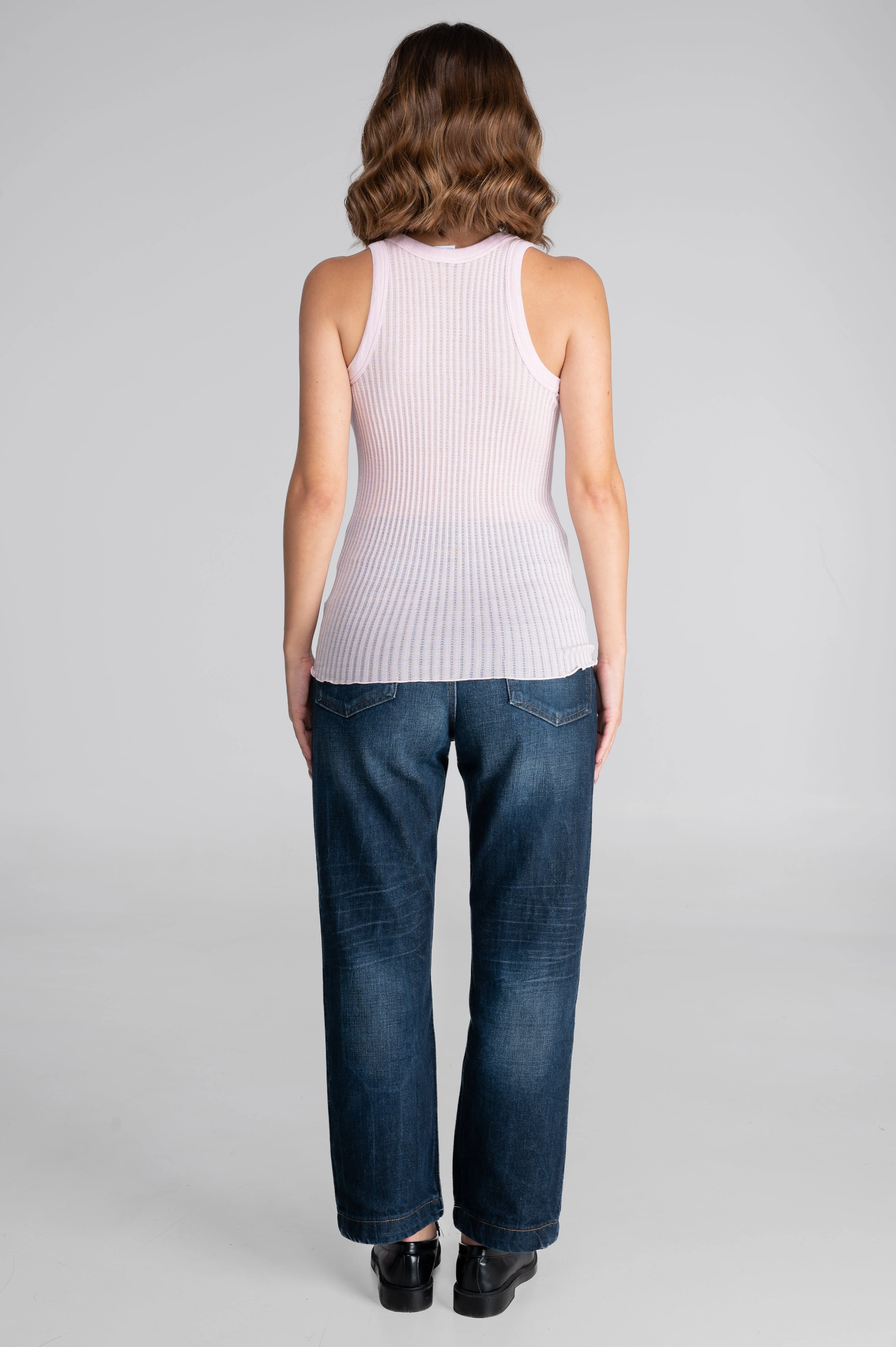 Sleeveless halterneck top in ajouré wool and silk 7490 - Image 33