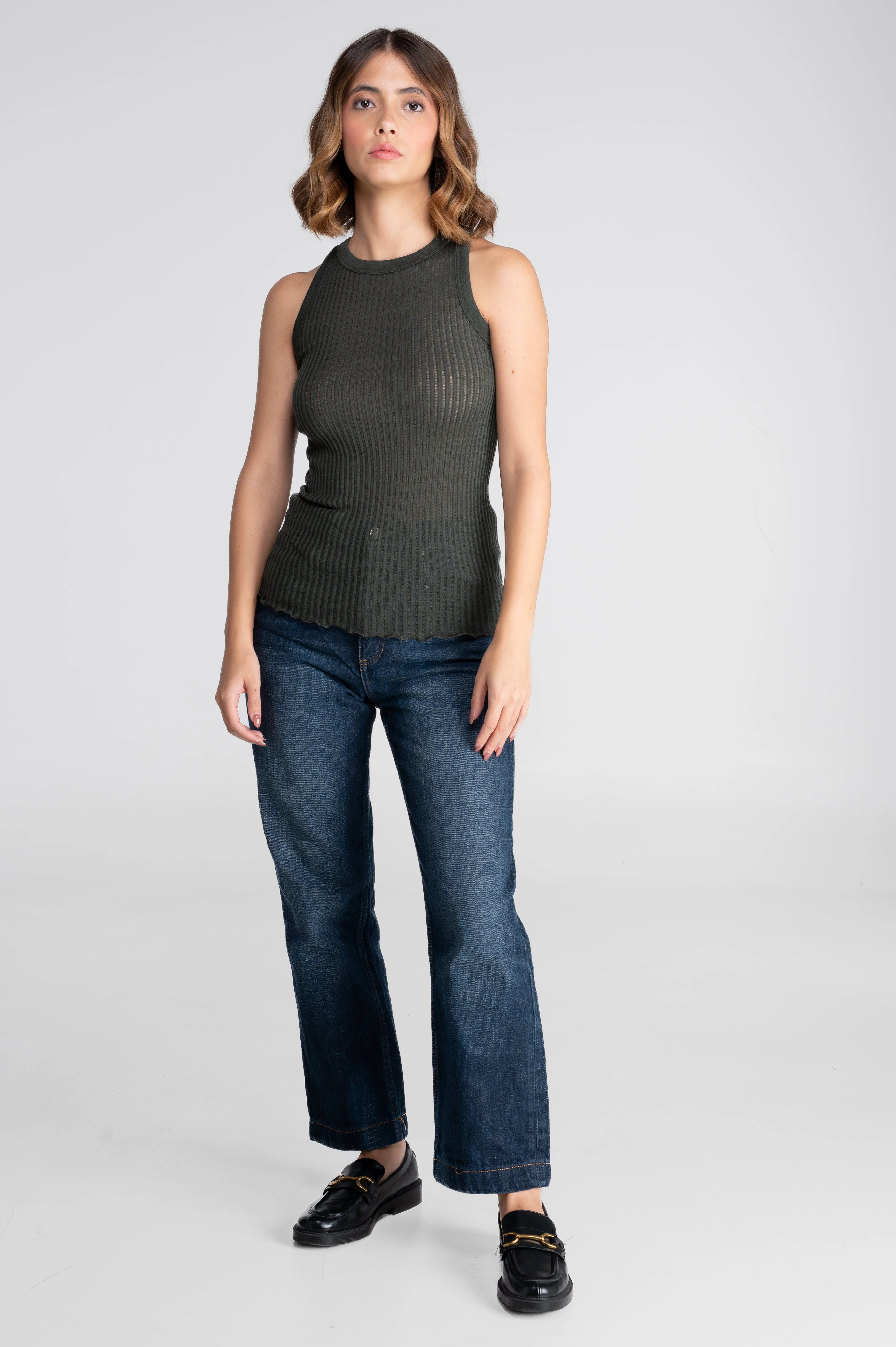 Sleeveless halterneck top in ajouré wool and silk 7490 - Image 37
