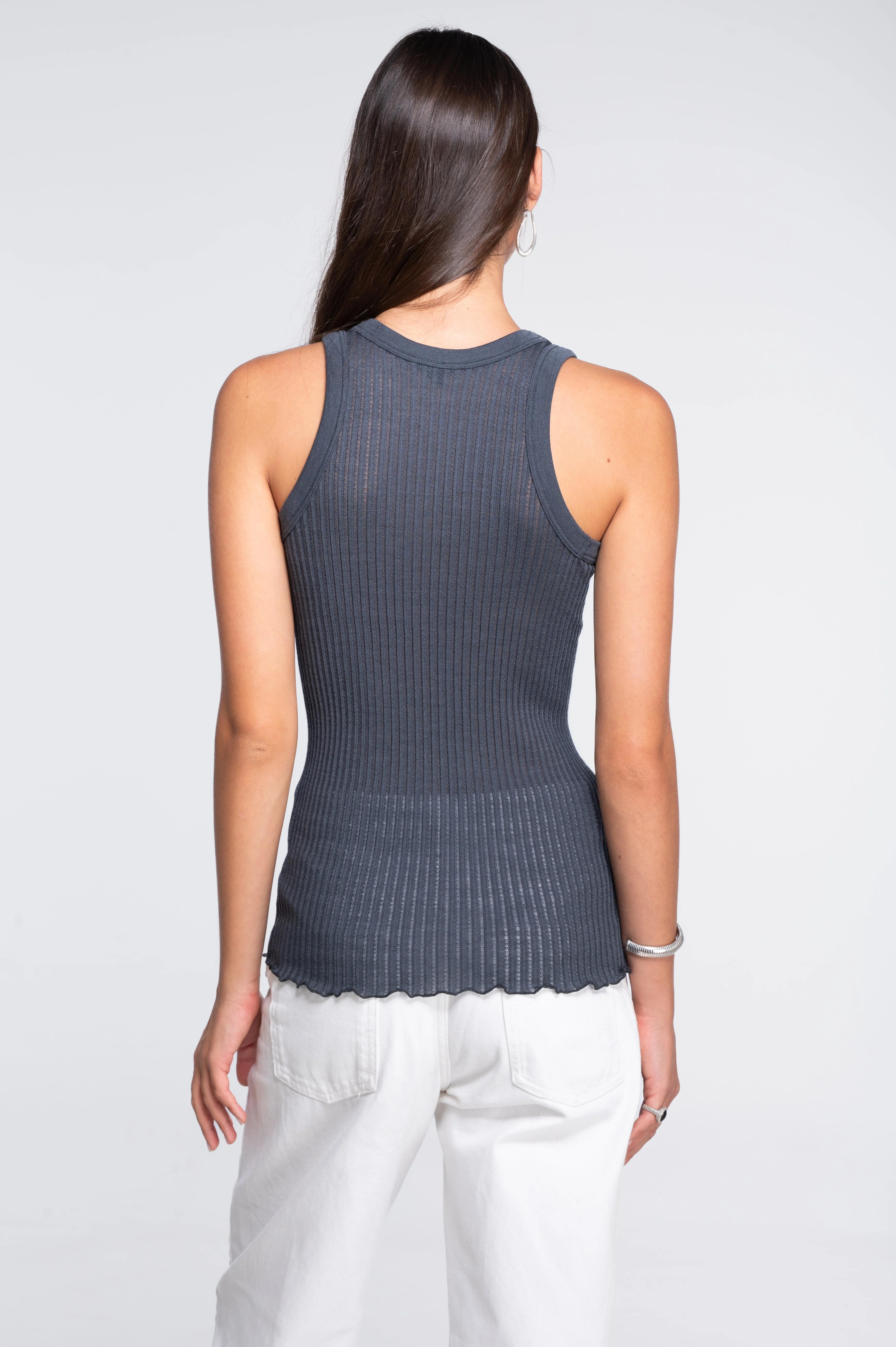 Sleeveless halterneck top in ajouré wool and silk 7490 - Image 8