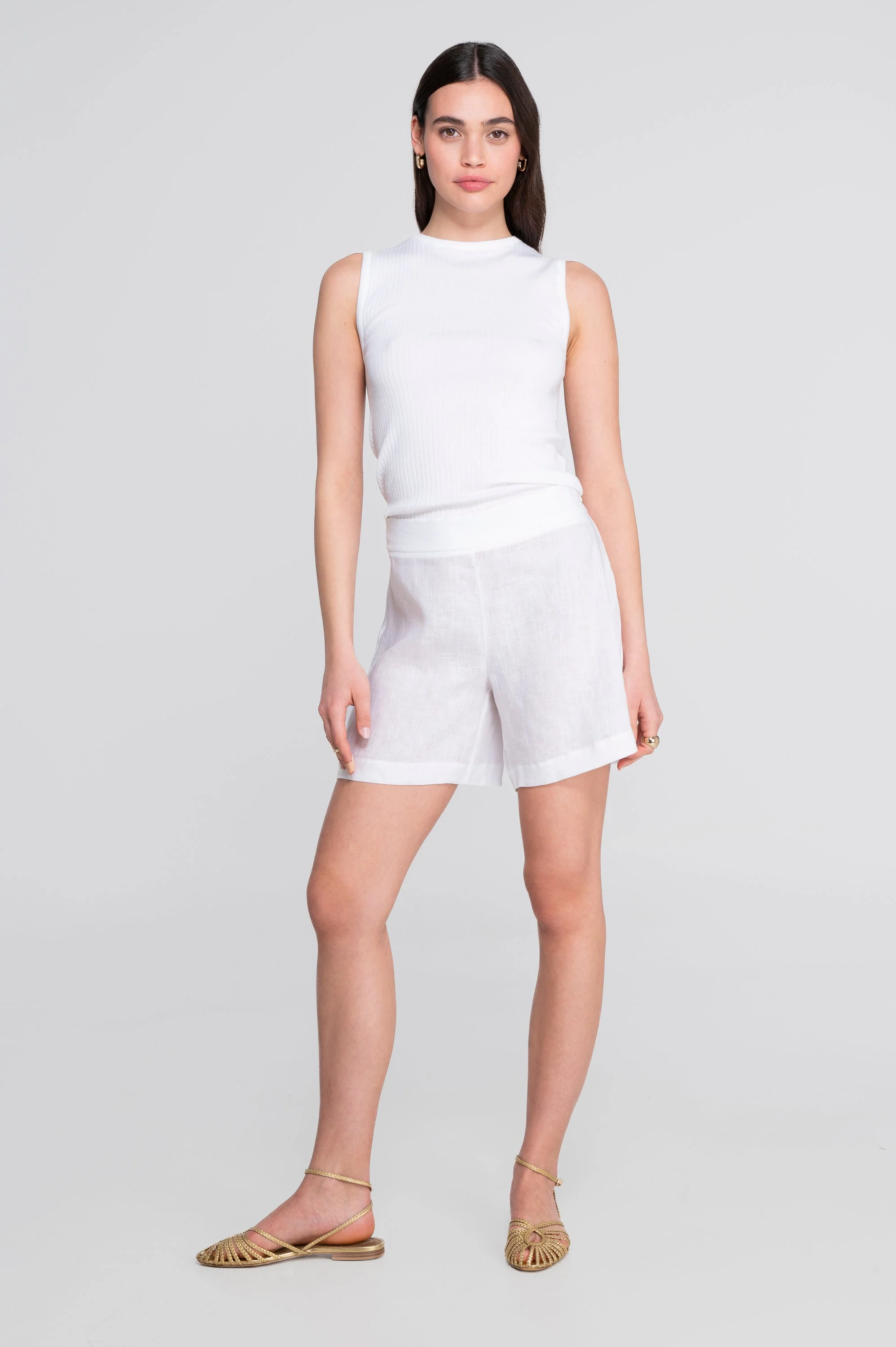 Flared linen shorts 7537L - Image 6